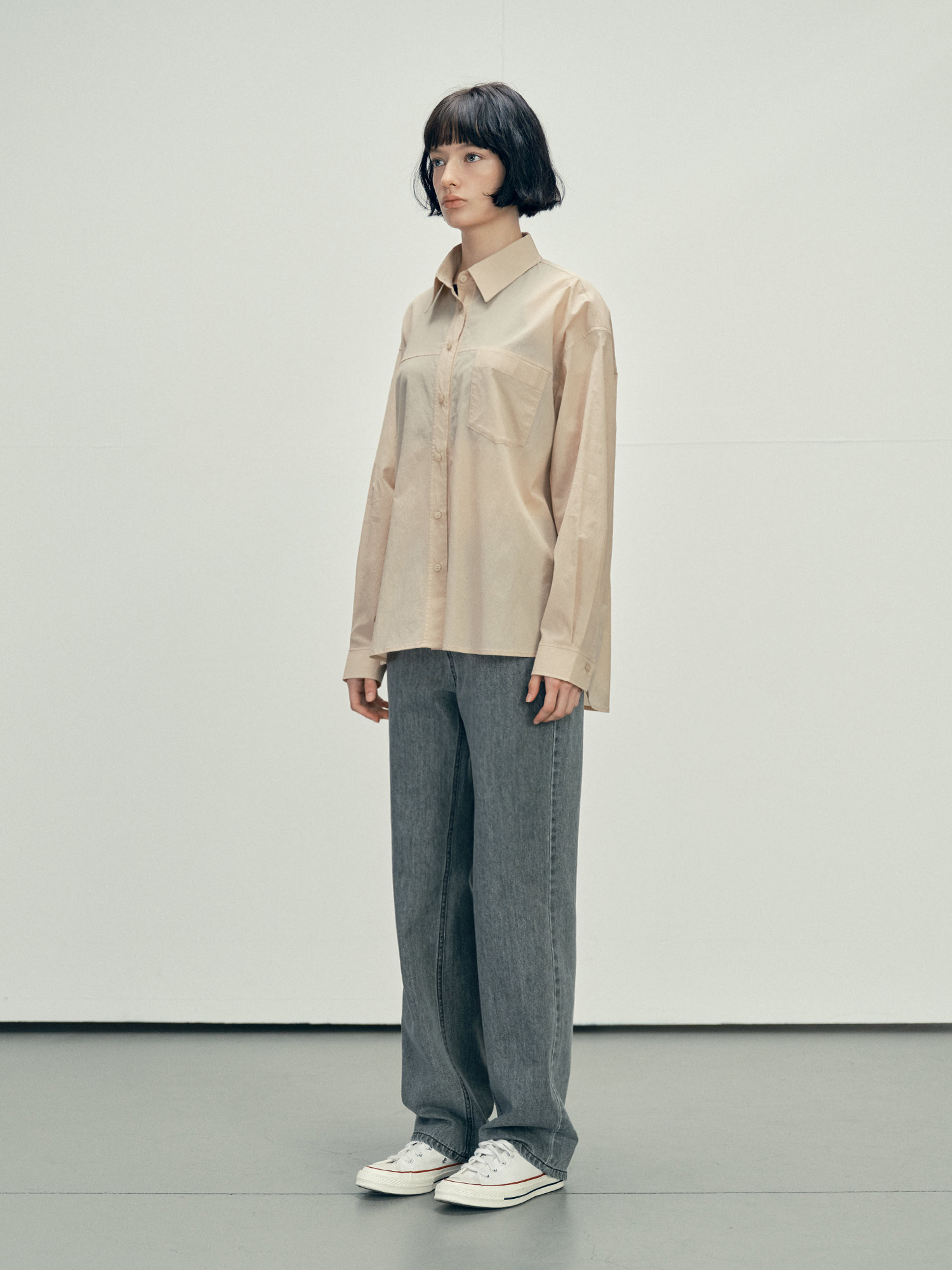 4121 SUMMER NYLON OVER FIT SHIRT (BEIGE)