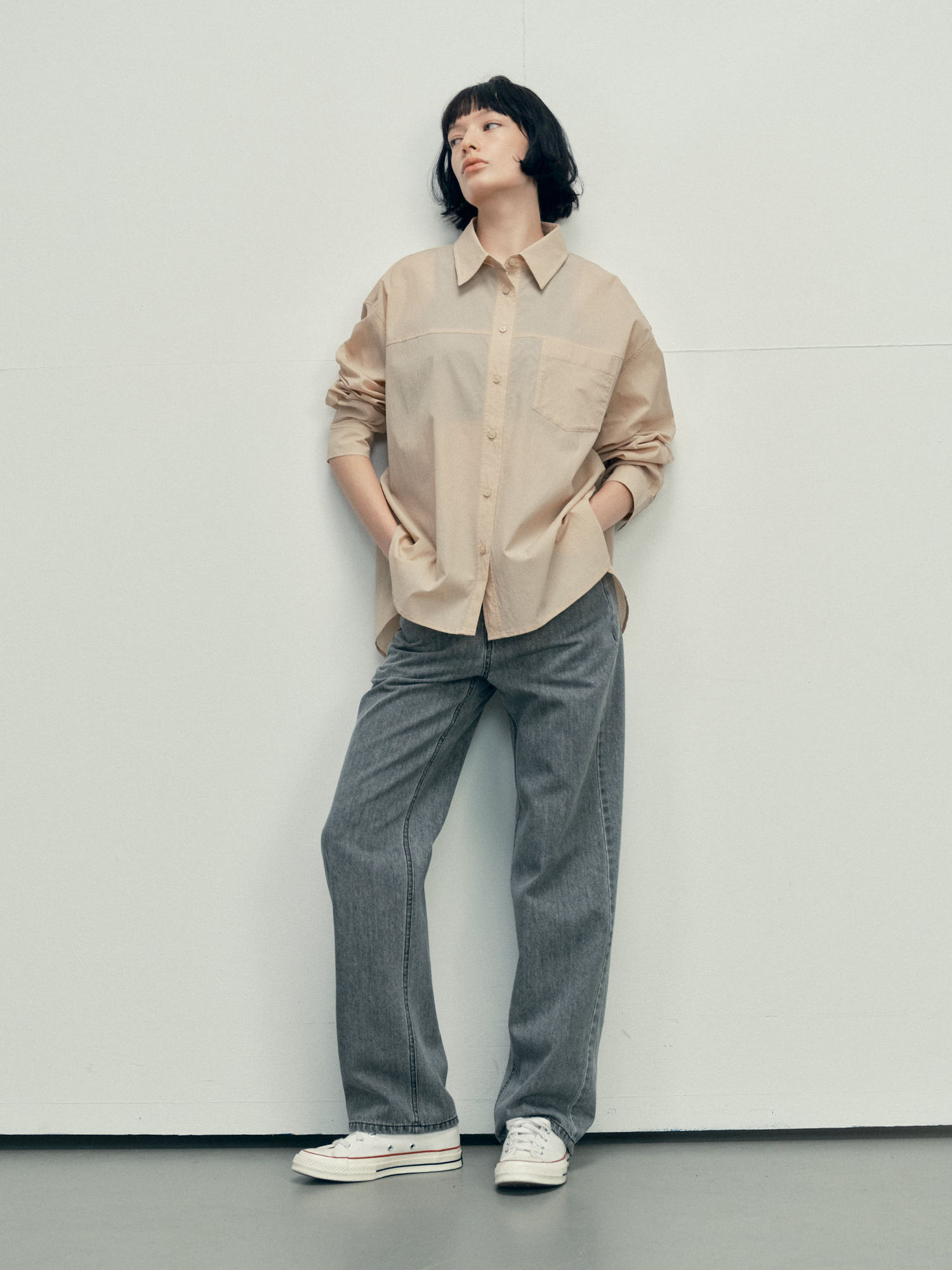 4121 SUMMER NYLON OVER FIT SHIRT (BEIGE)