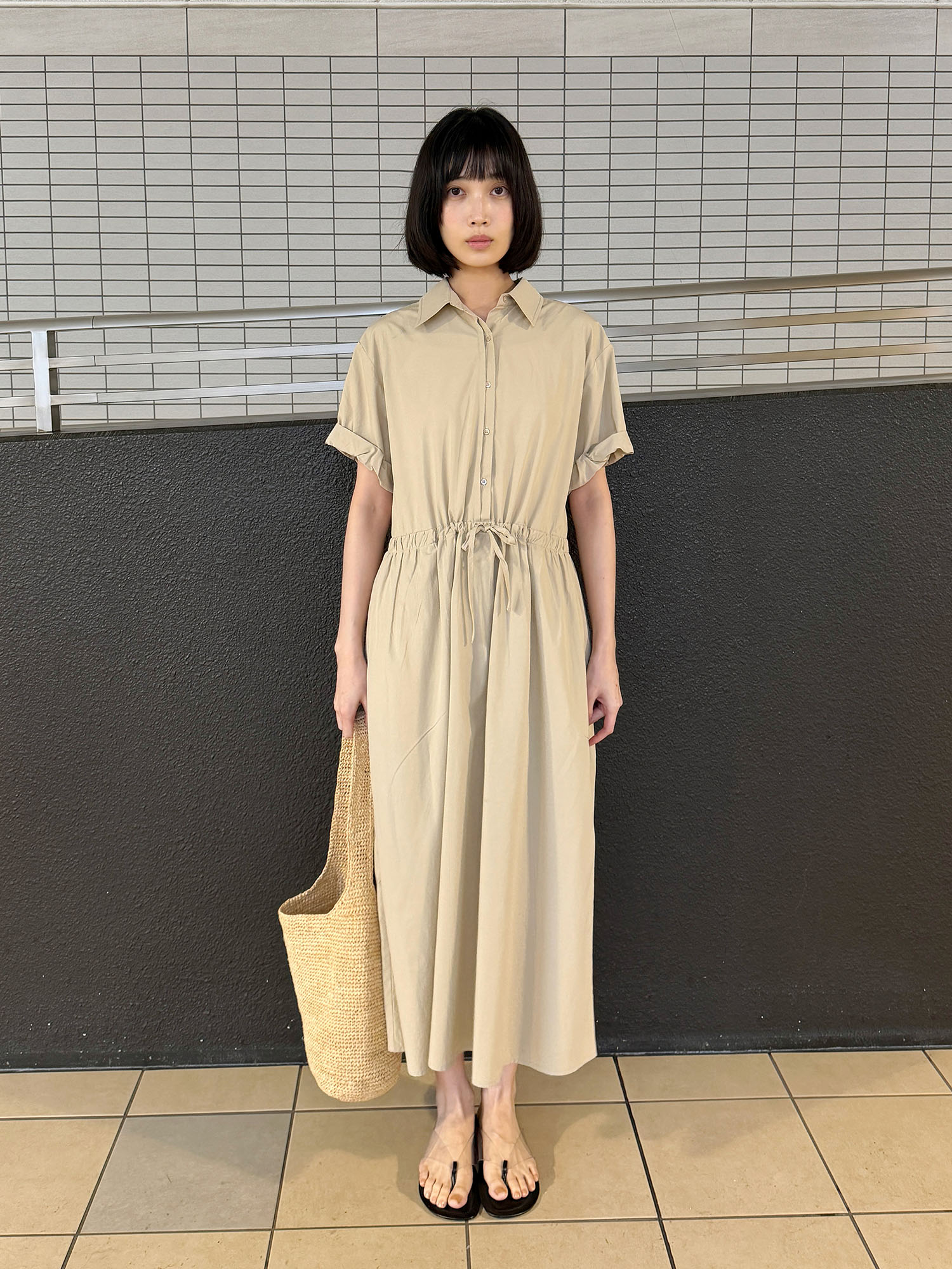 7108 SOFT LIGHTWEIGHT LONG ONE-PIECE (BEIGE)
