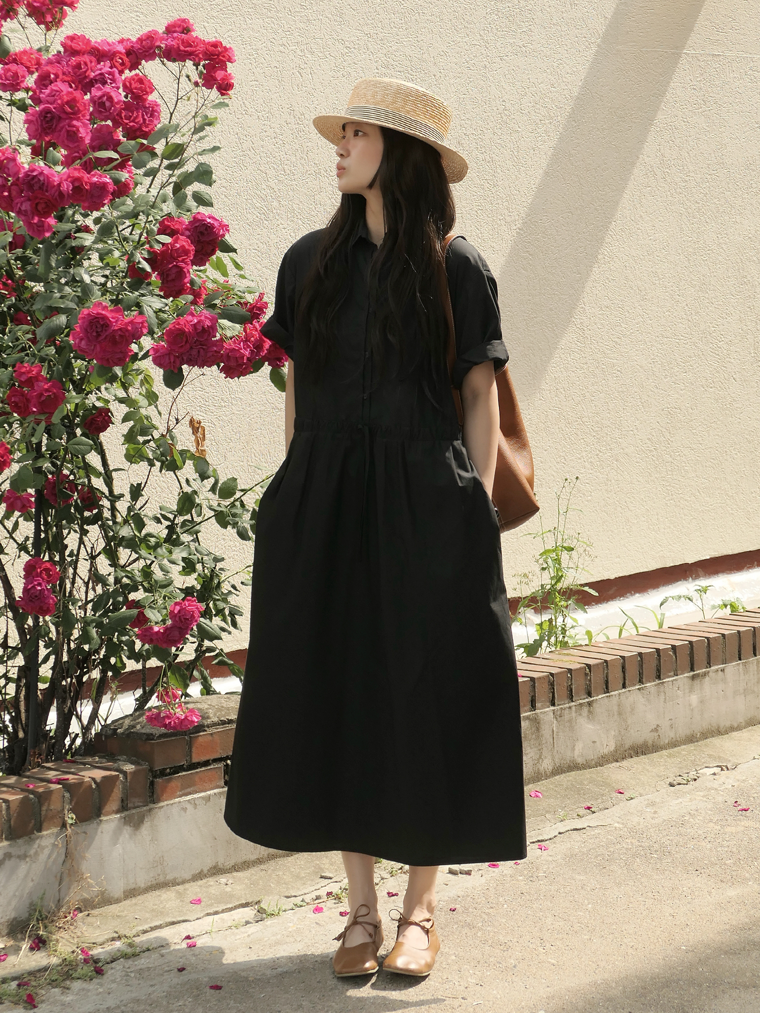 7108 SOFT LIGHTWEIGHT LONG ONE-PIECE (BLACK)