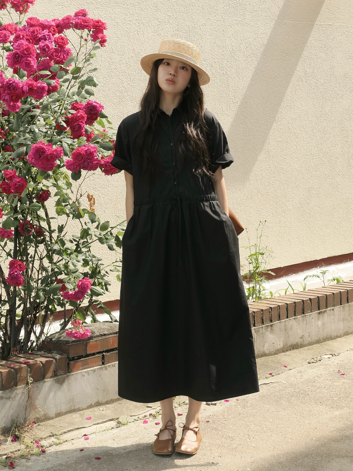 7108 SOFT LIGHTWEIGHT LONG ONE-PIECE (BLACK)