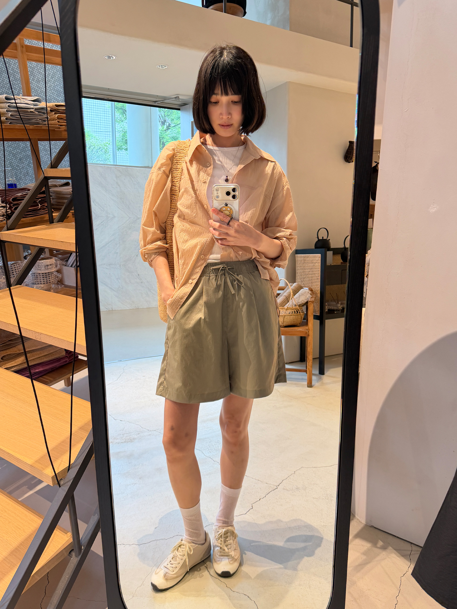 4121 SUMMER NYLON OVER FIT SHIRT (BEIGE)