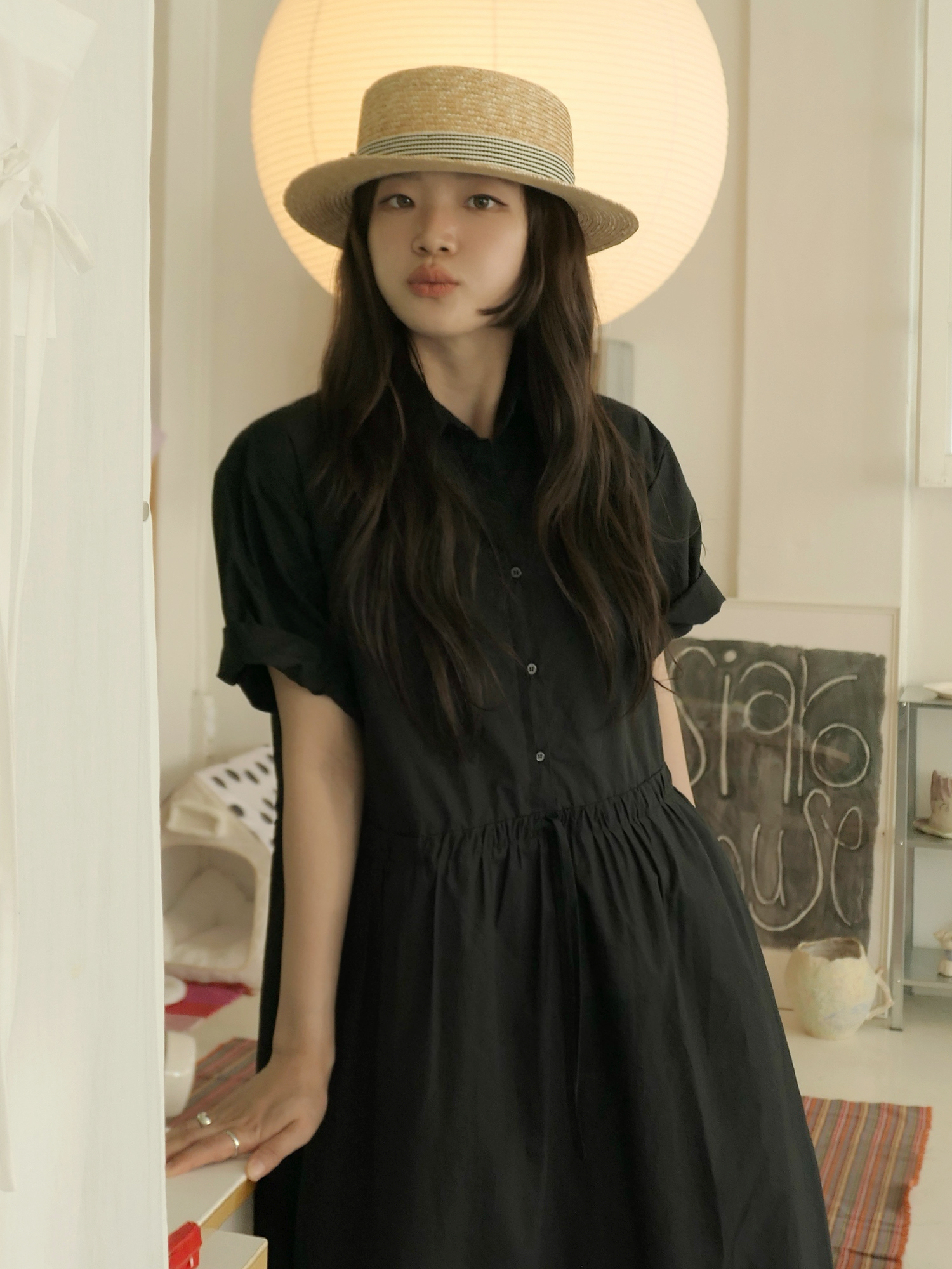 7108 SOFT LIGHTWEIGHT LONG ONE-PIECE (BLACK)