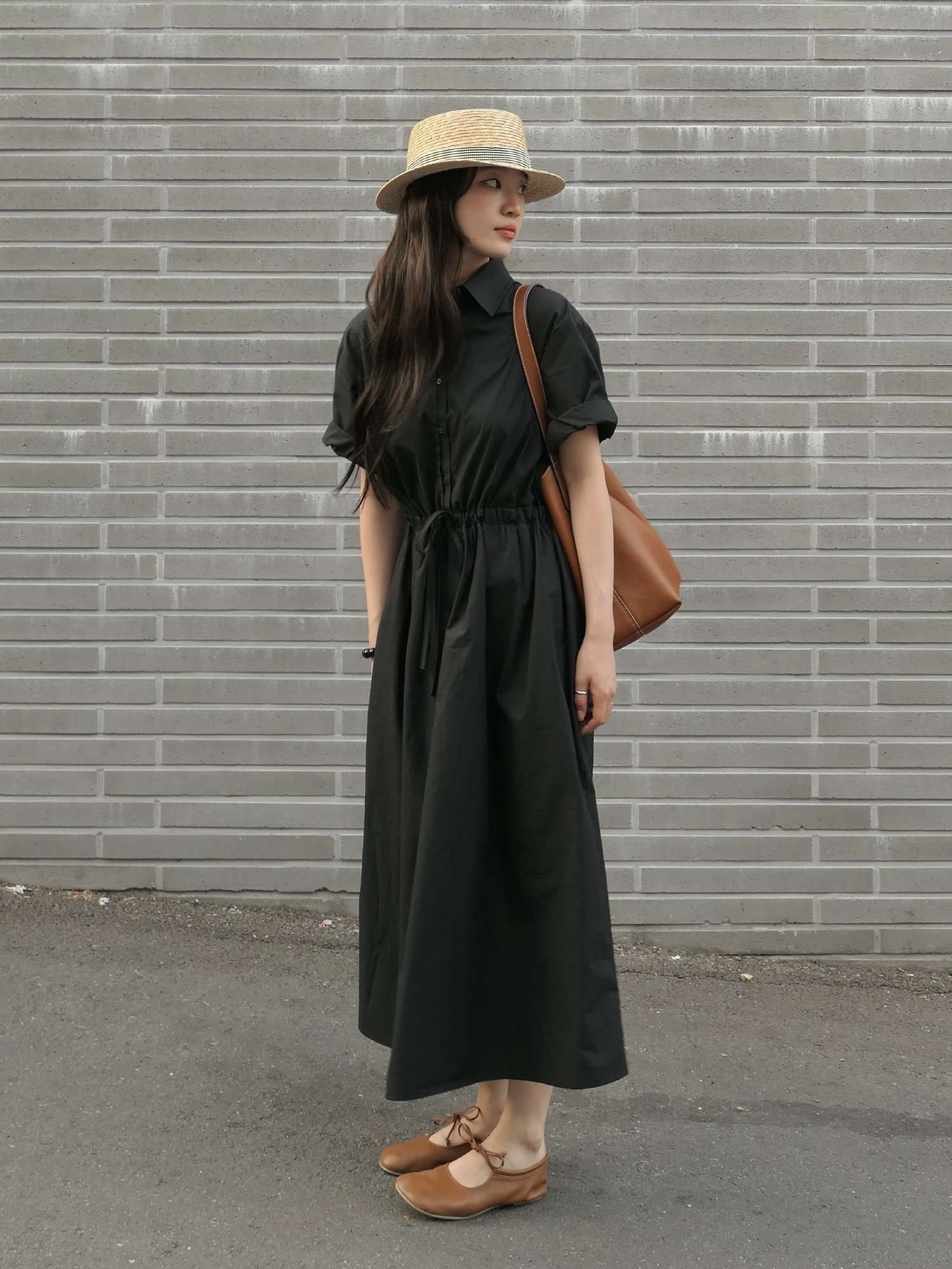 7108 SOFT LIGHTWEIGHT LONG ONE-PIECE (BLACK)