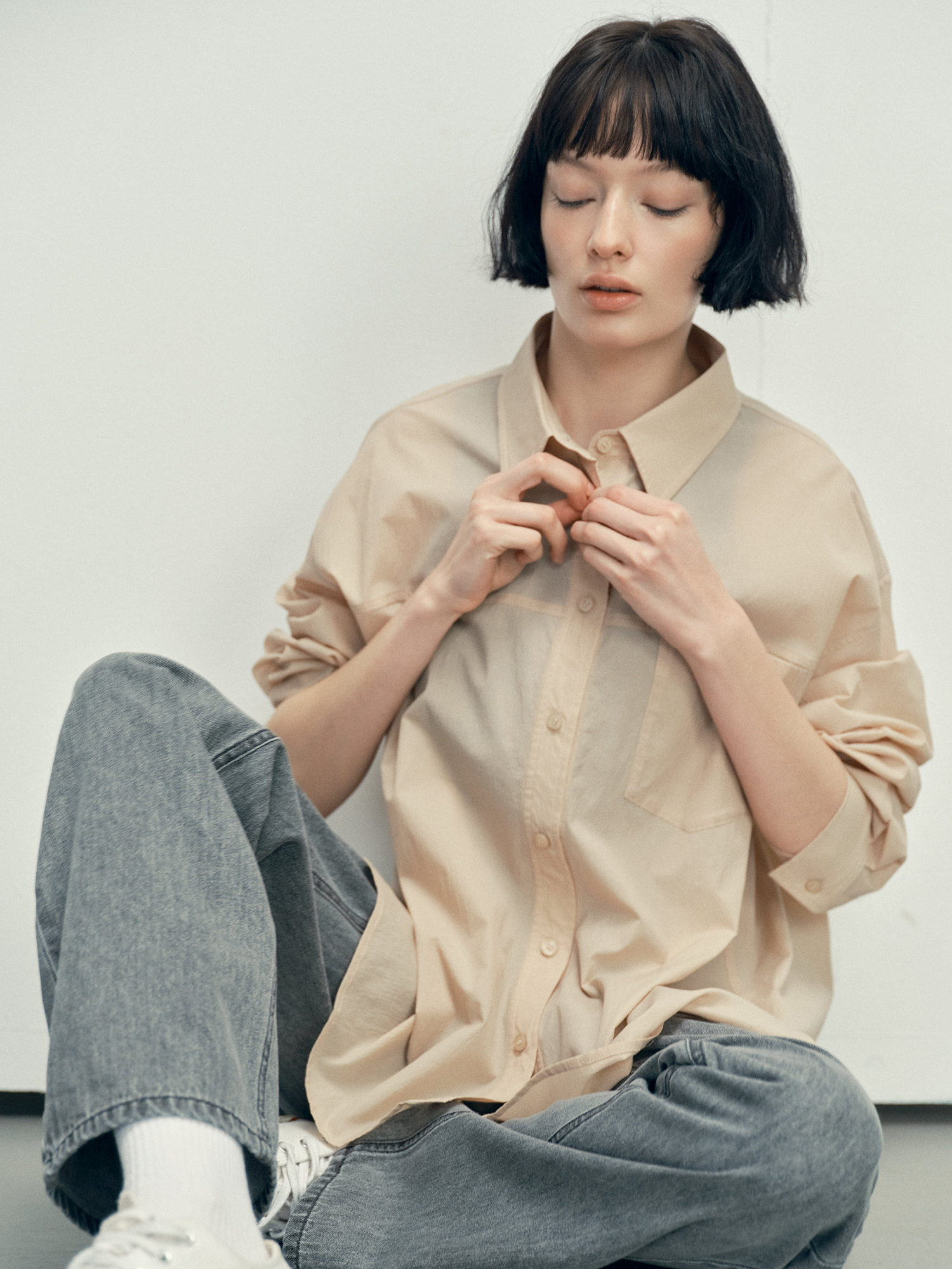 4121 SUMMER NYLON OVER FIT SHIRT (BEIGE)