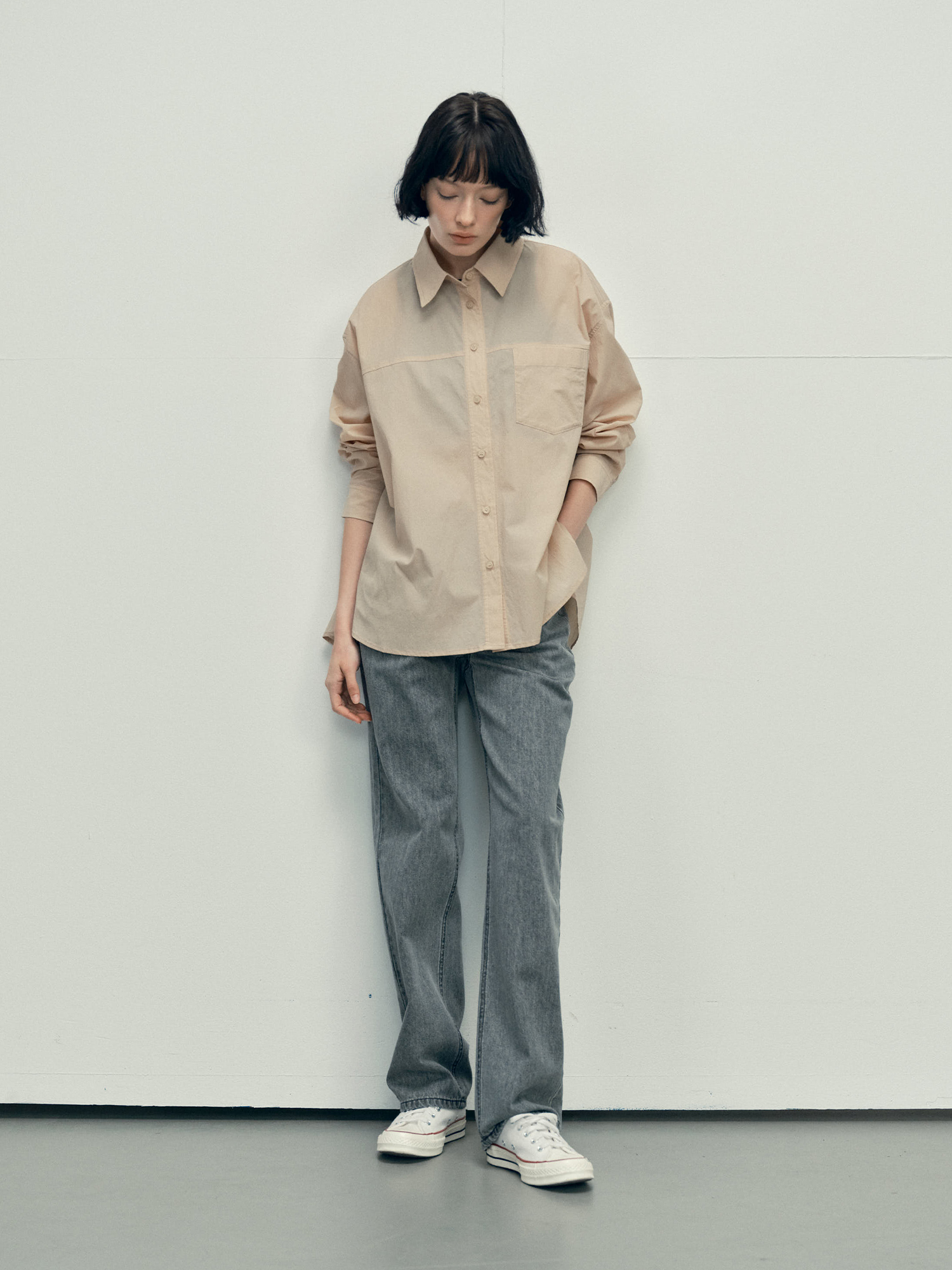 4121 SUMMER NYLON OVER FIT SHIRT (BEIGE)