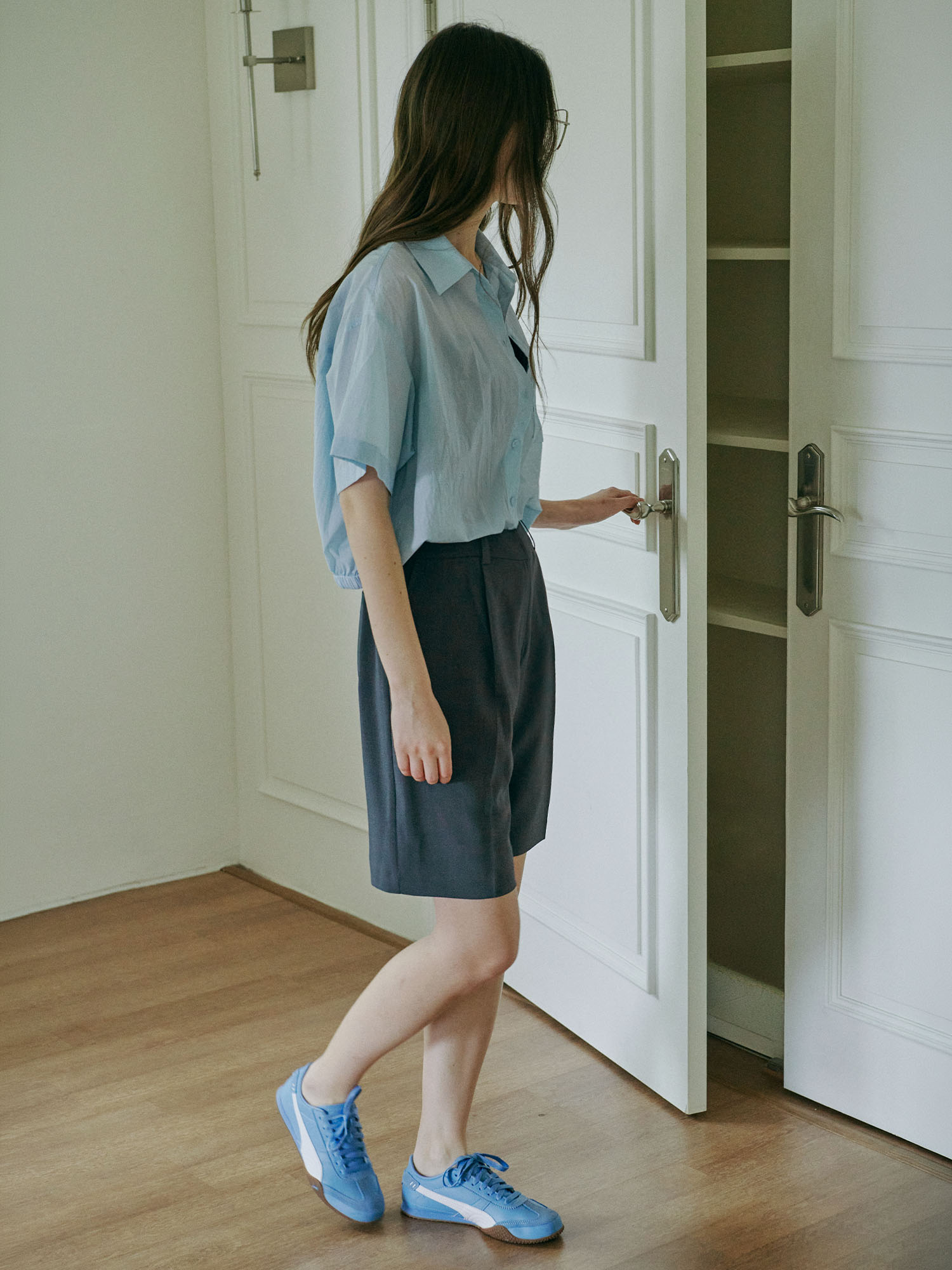 2211 ONE TUCK HALF PANTS (D/GREY)