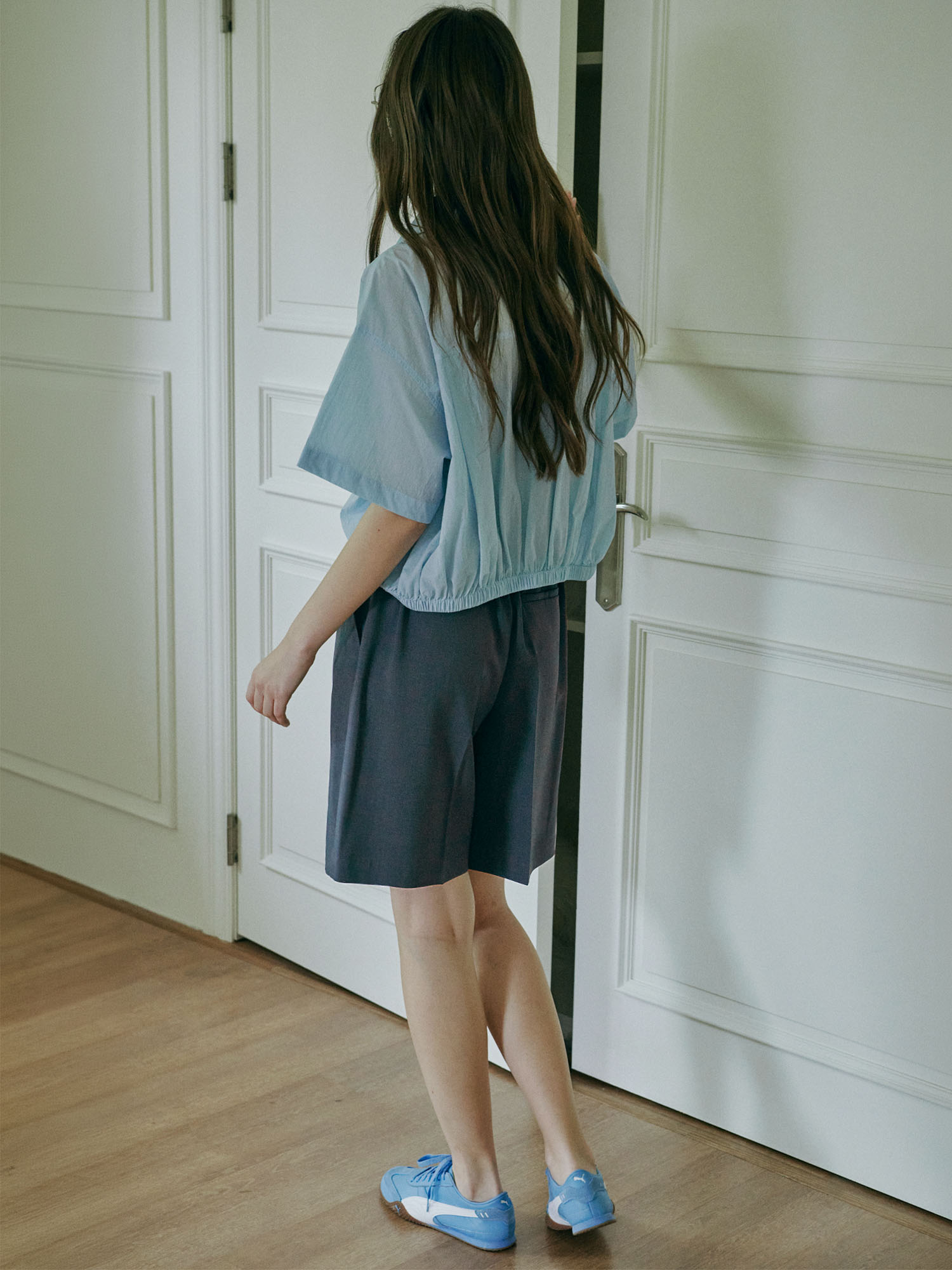 2211 ONE TUCK HALF PANTS (D/GREY)