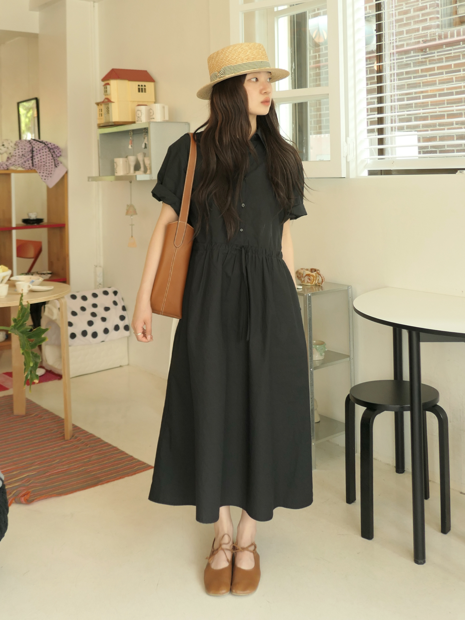 7108 SOFT LIGHTWEIGHT LONG ONE-PIECE (BLACK)