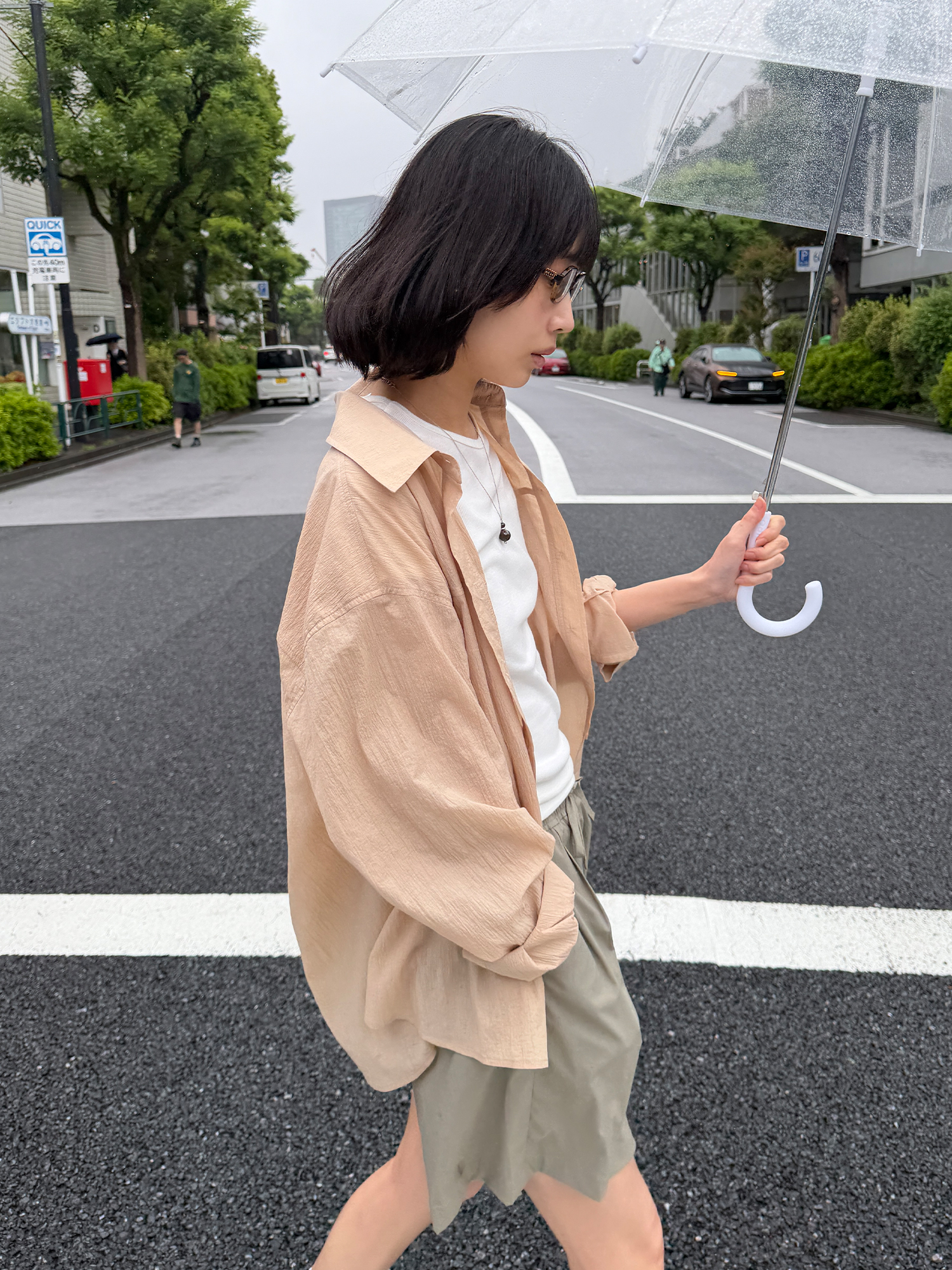 4121 SUMMER NYLON OVER FIT SHIRT (BEIGE)
