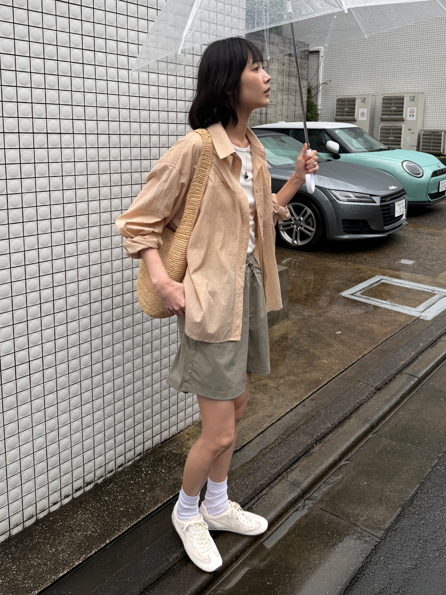 4121 SUMMER NYLON OVER FIT SHIRT (BEIGE)