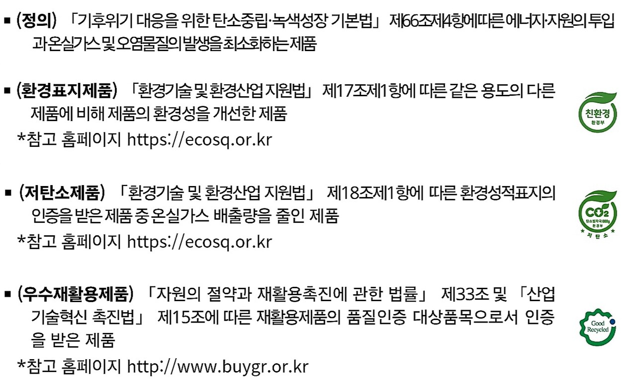 ◇녹색제품 정의. 자료: 환경부