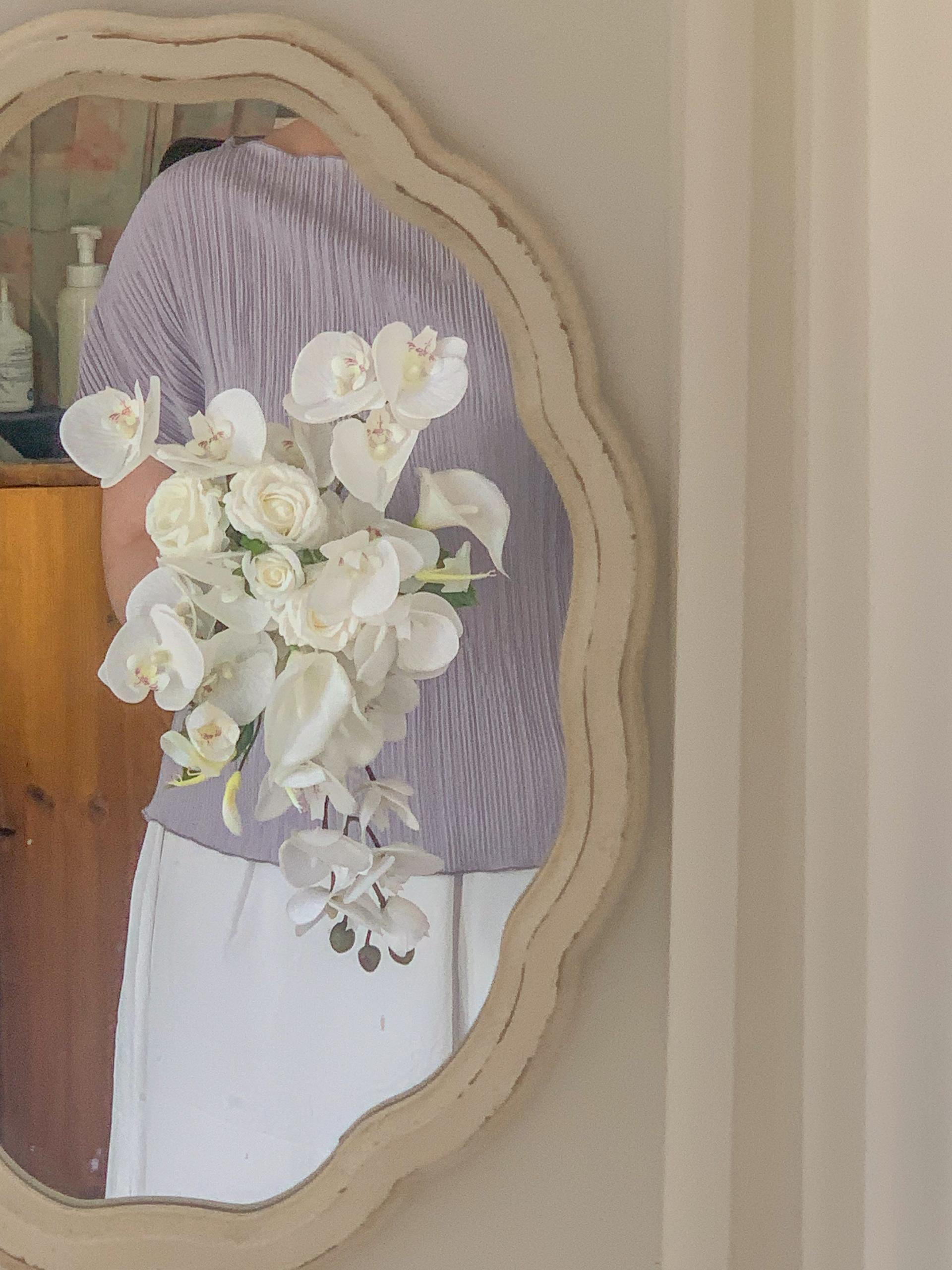 White orchid drop bouquet