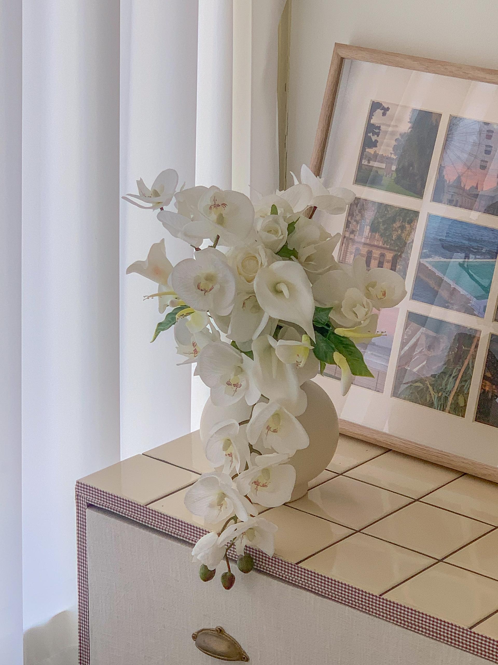 White orchid drop bouquet