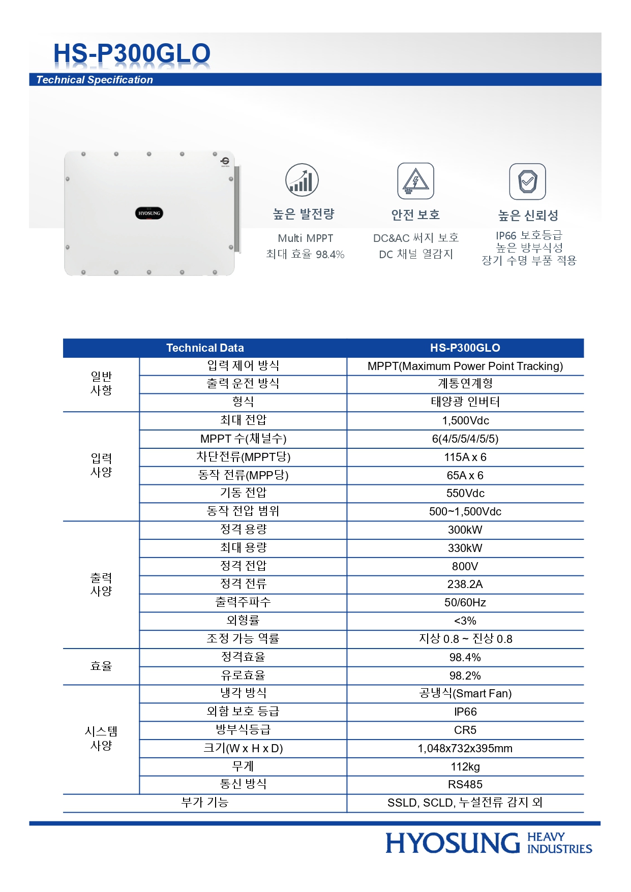 [효성] HS-P300 GLO 태양광 인버터 | 300kW