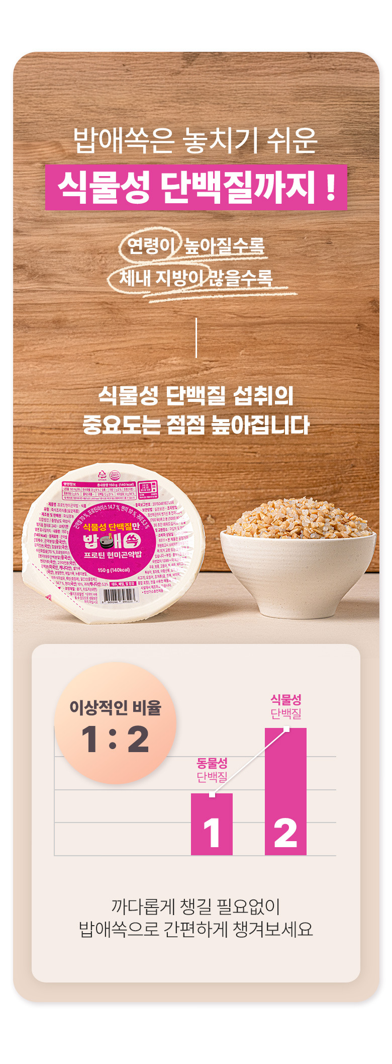 밥애쏙 프로틴 현미곤약밥 l 고단백 간편식 즉석밥