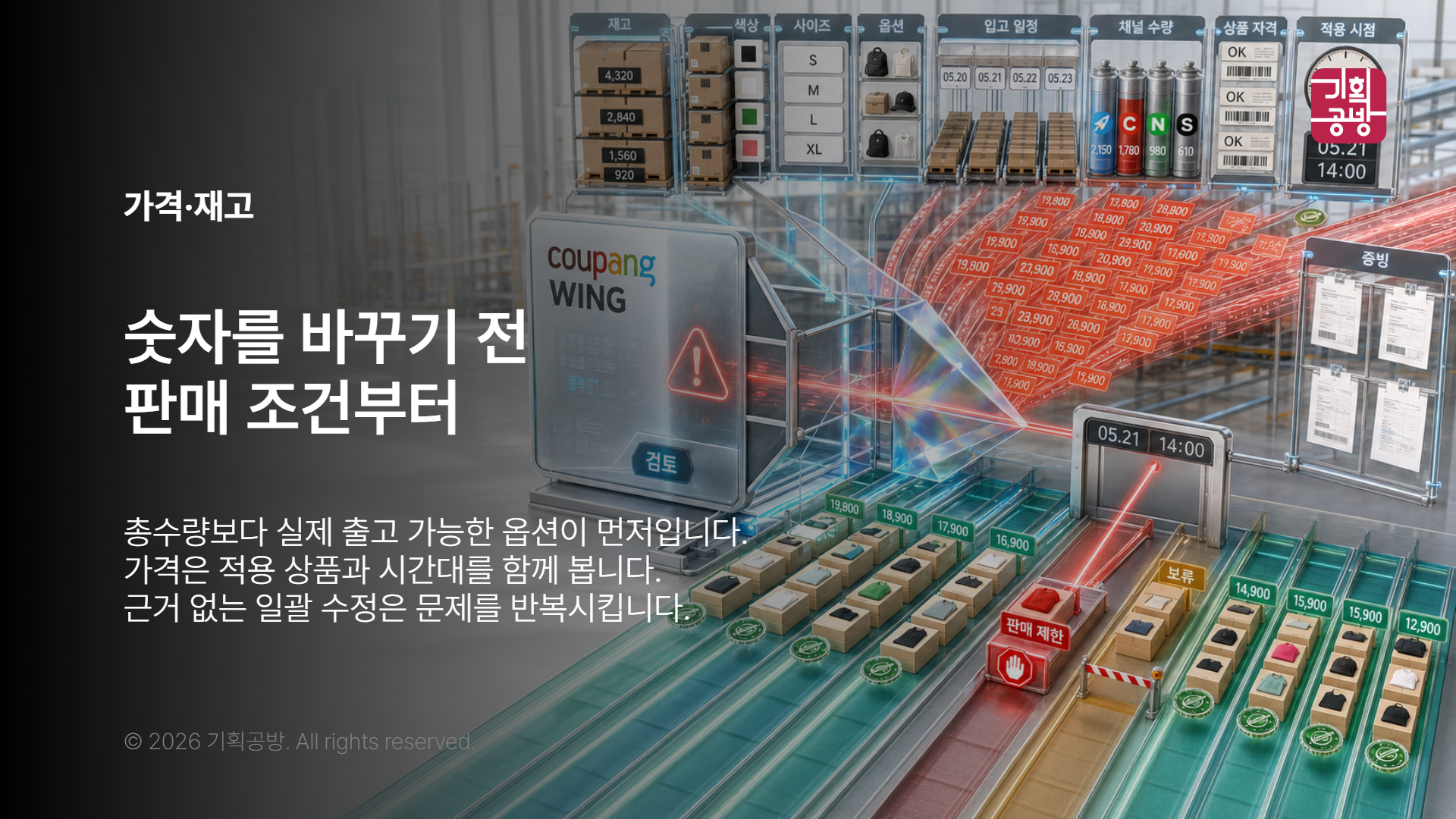 옵션 재고와 가격 변경을 검토하는 모습