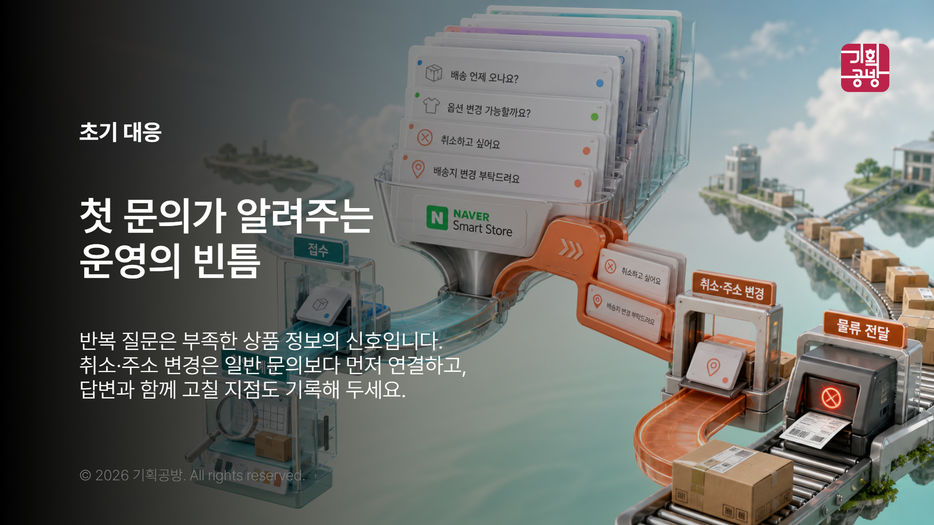 문의와 취소 요청을 구분한 고객 응대 목록