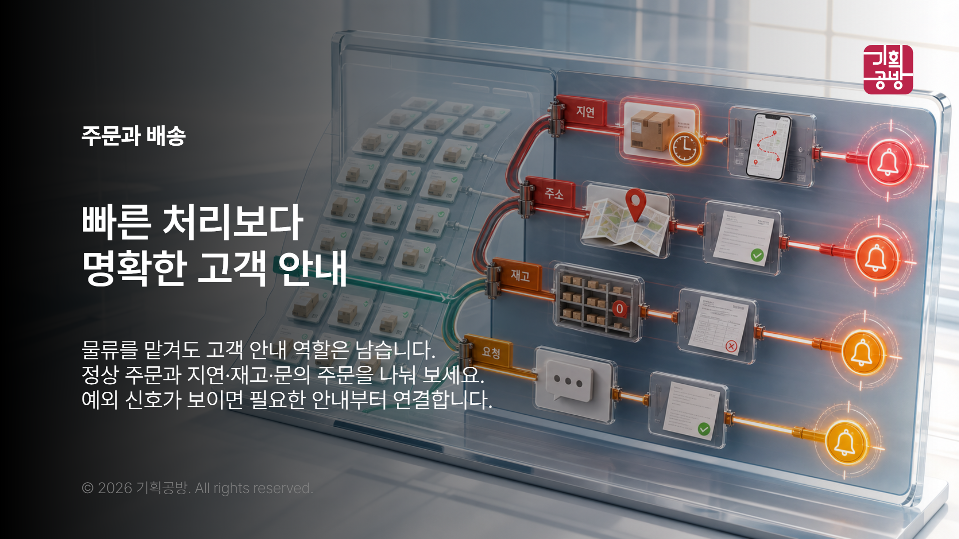 주문 상태와 배송 안내를 확인하는 운영 화면
