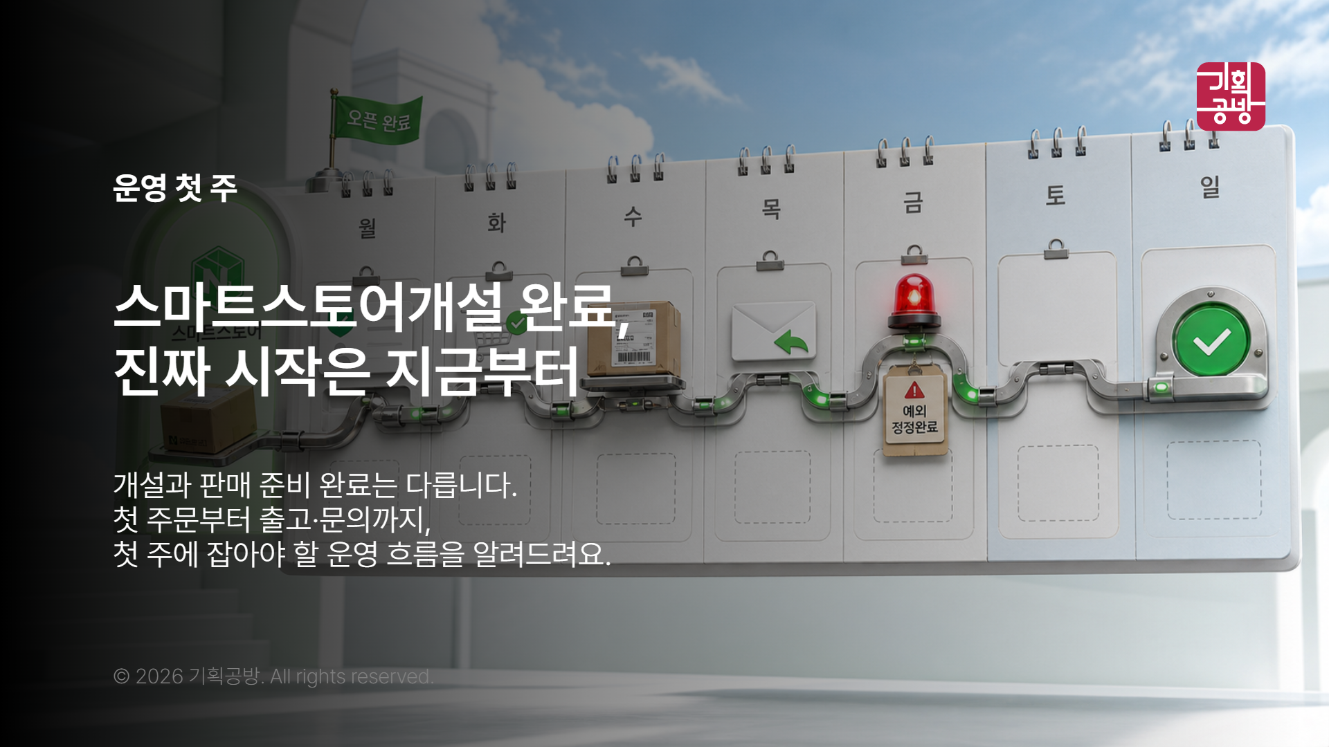 개설 뒤 첫 주 업무를 나눈 판매 운영 달력