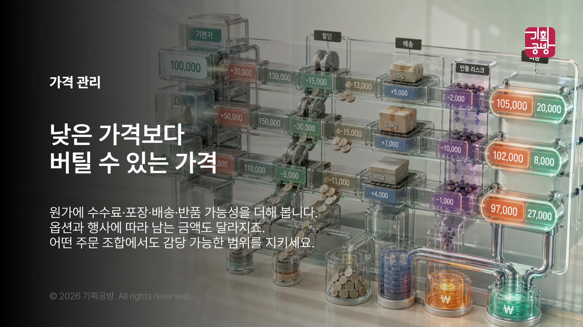 옵션별 가격과 비용을 확인하는 계산 화면
