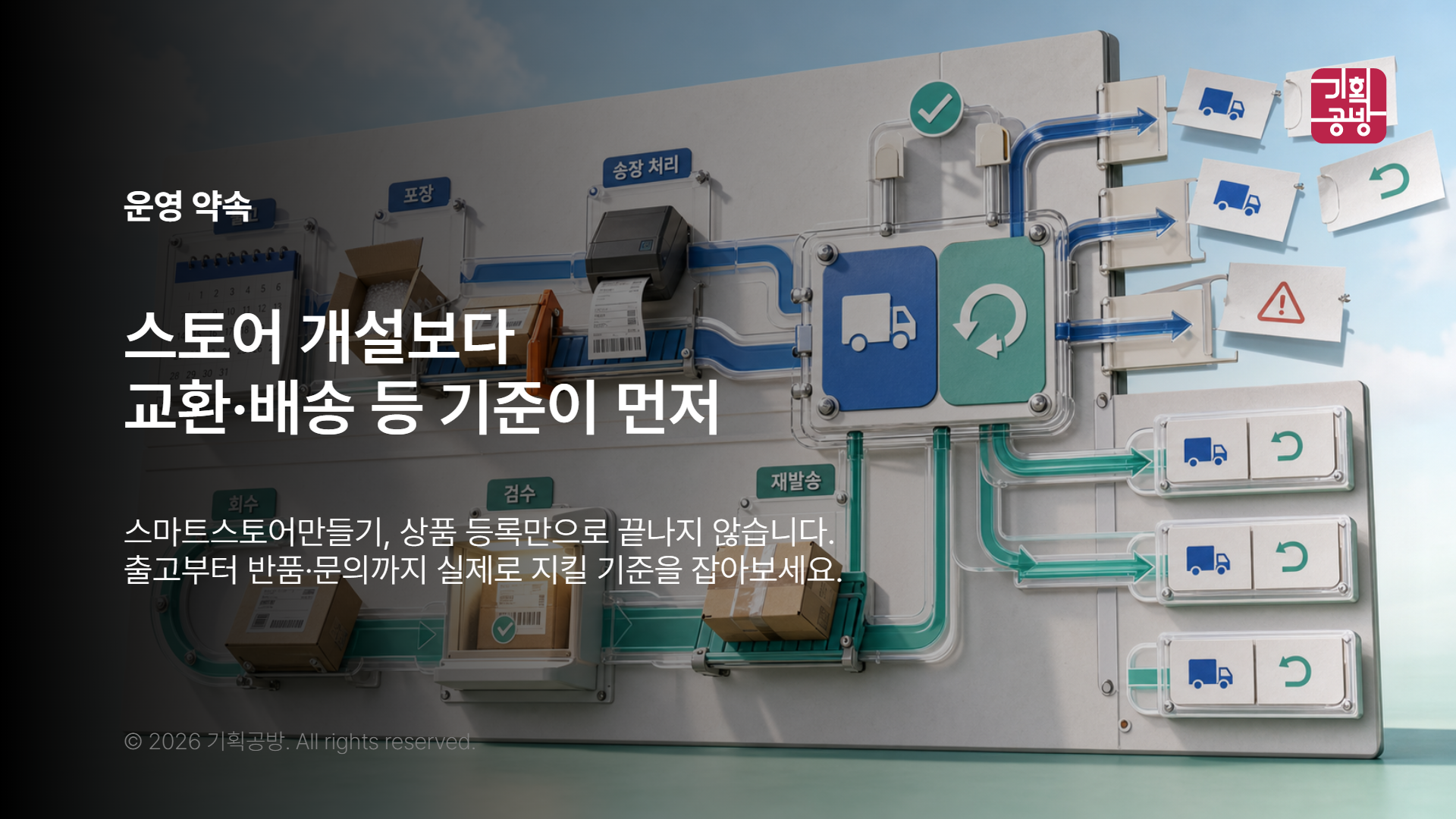 배송과 교환 약속을 정리하는 판매자 작업 장면