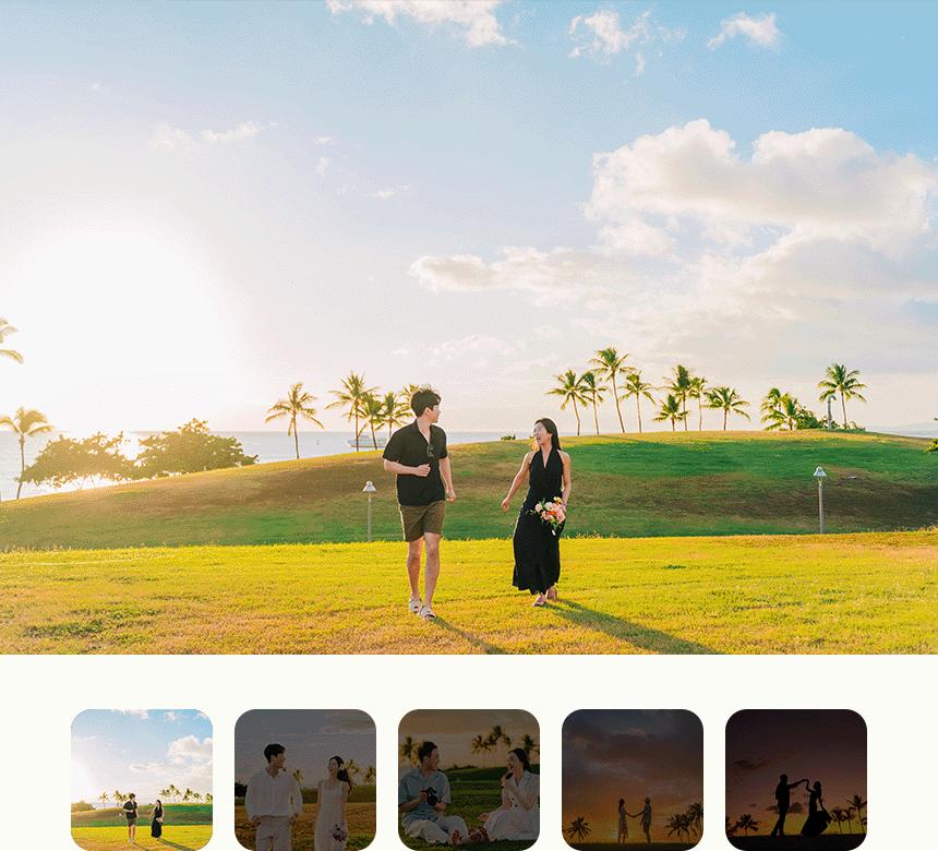신혼여행 커플사진 포트폴리오 | 하와이 현지 촬영 감성 중심 상세페이지 구성 복사 편집