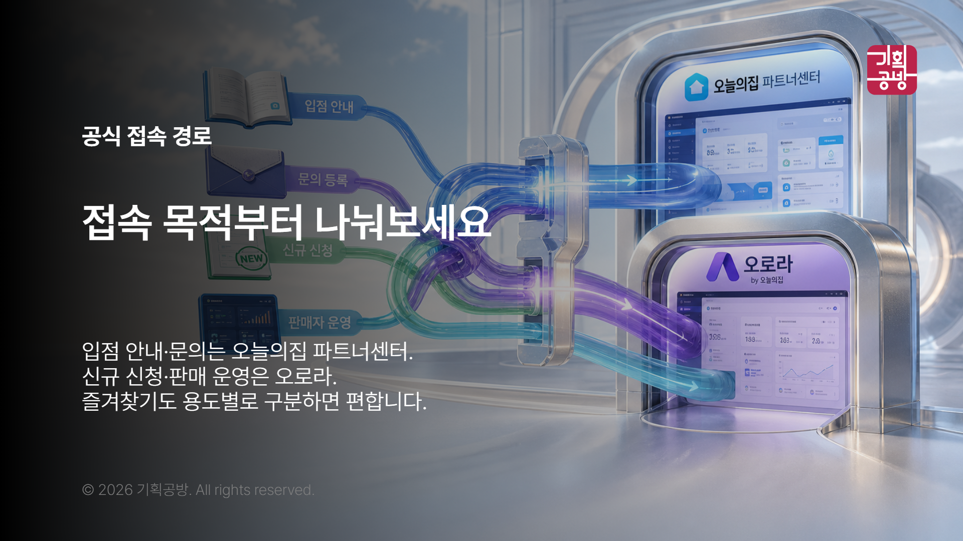 파트너센터와 오로라 화면을 비교하는 장면