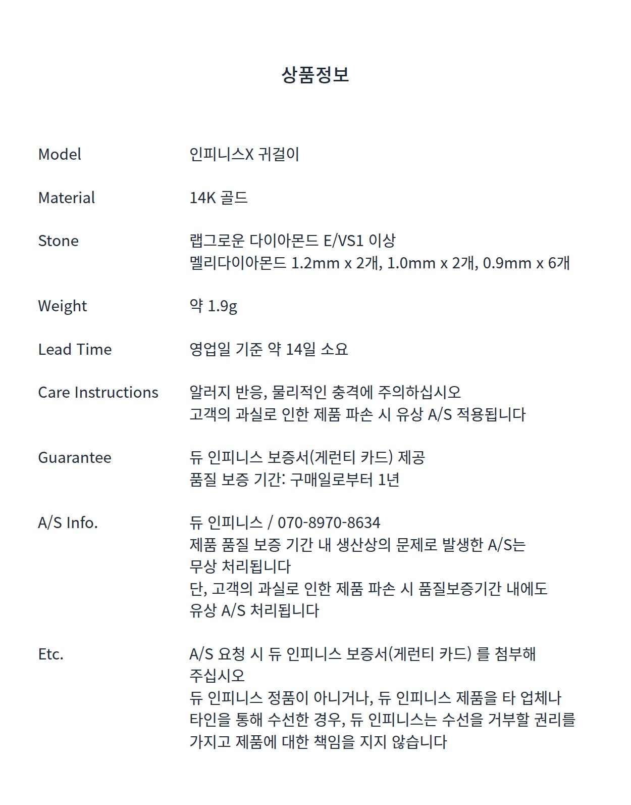 인피니스 X 귀걸이