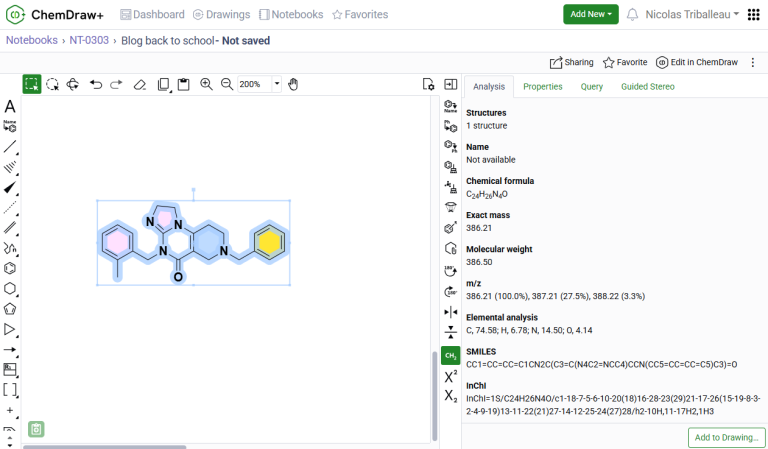 ChemDraw+ 분석 패널