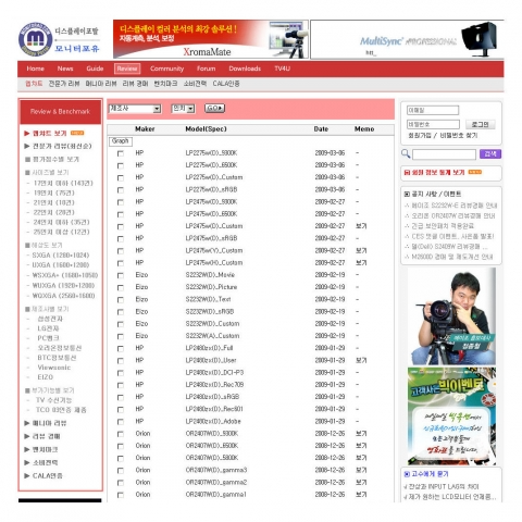 모니터포유 리뷰코너에 신설된 "웹차트" 코너