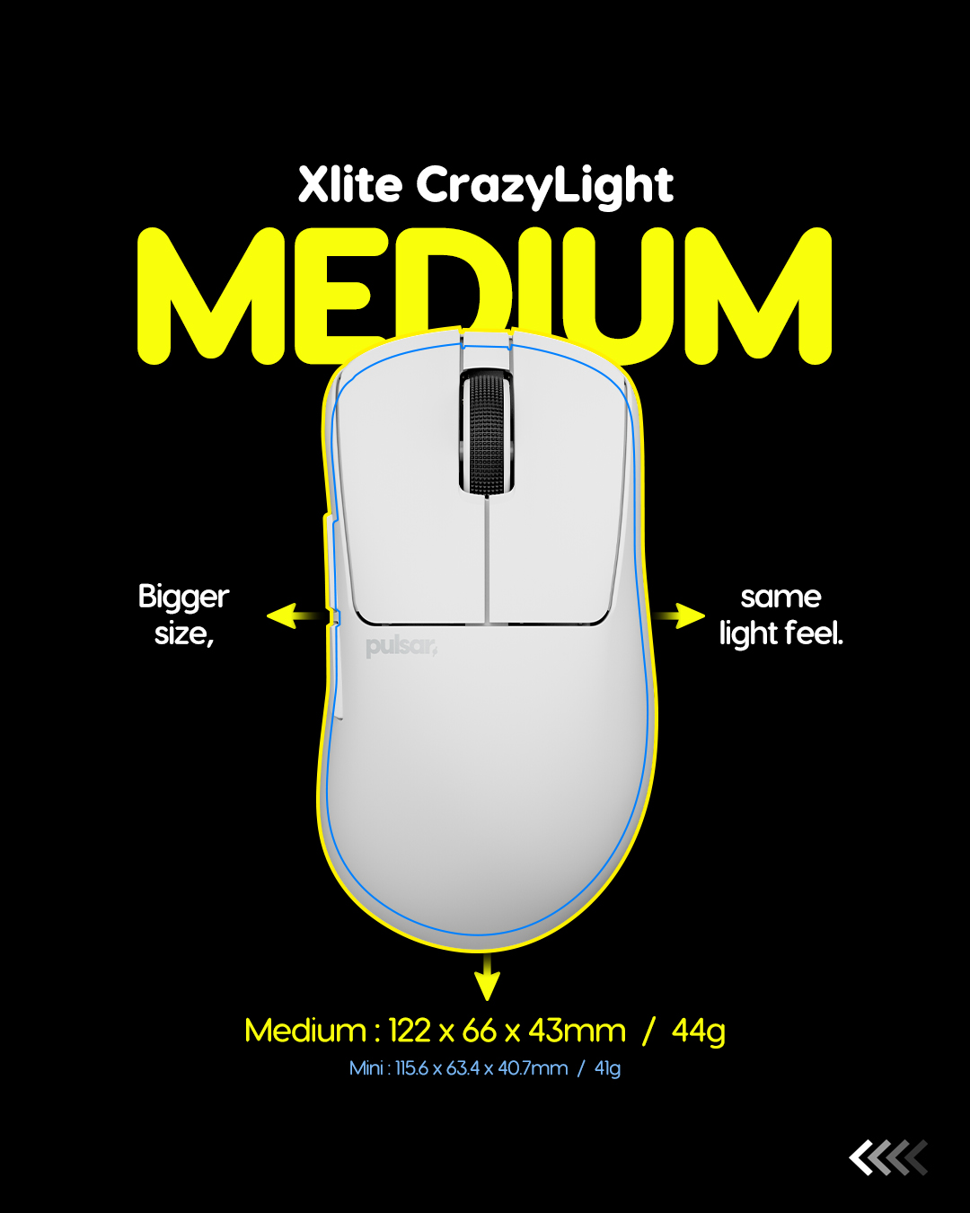 펄사 Pulsar Xlite CrazyLight 8K 초경량 무선 게이밍 마우스 (미디움)