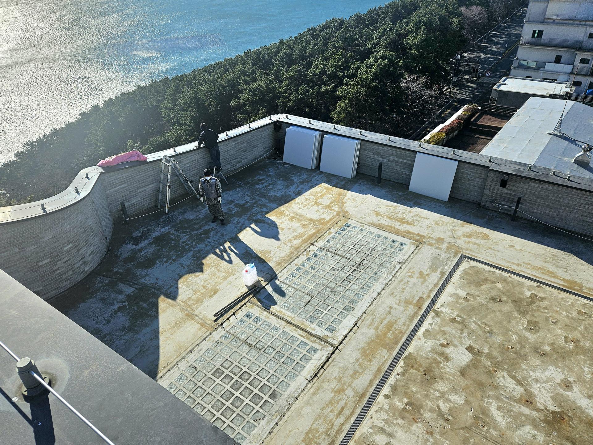 부산 해운대 H사 빌딩 옥상방수 스틸방수 스테인리스옥상방수 스테인리스 스텐방수 시공현장 (주)연합스틸 보강형 시공전