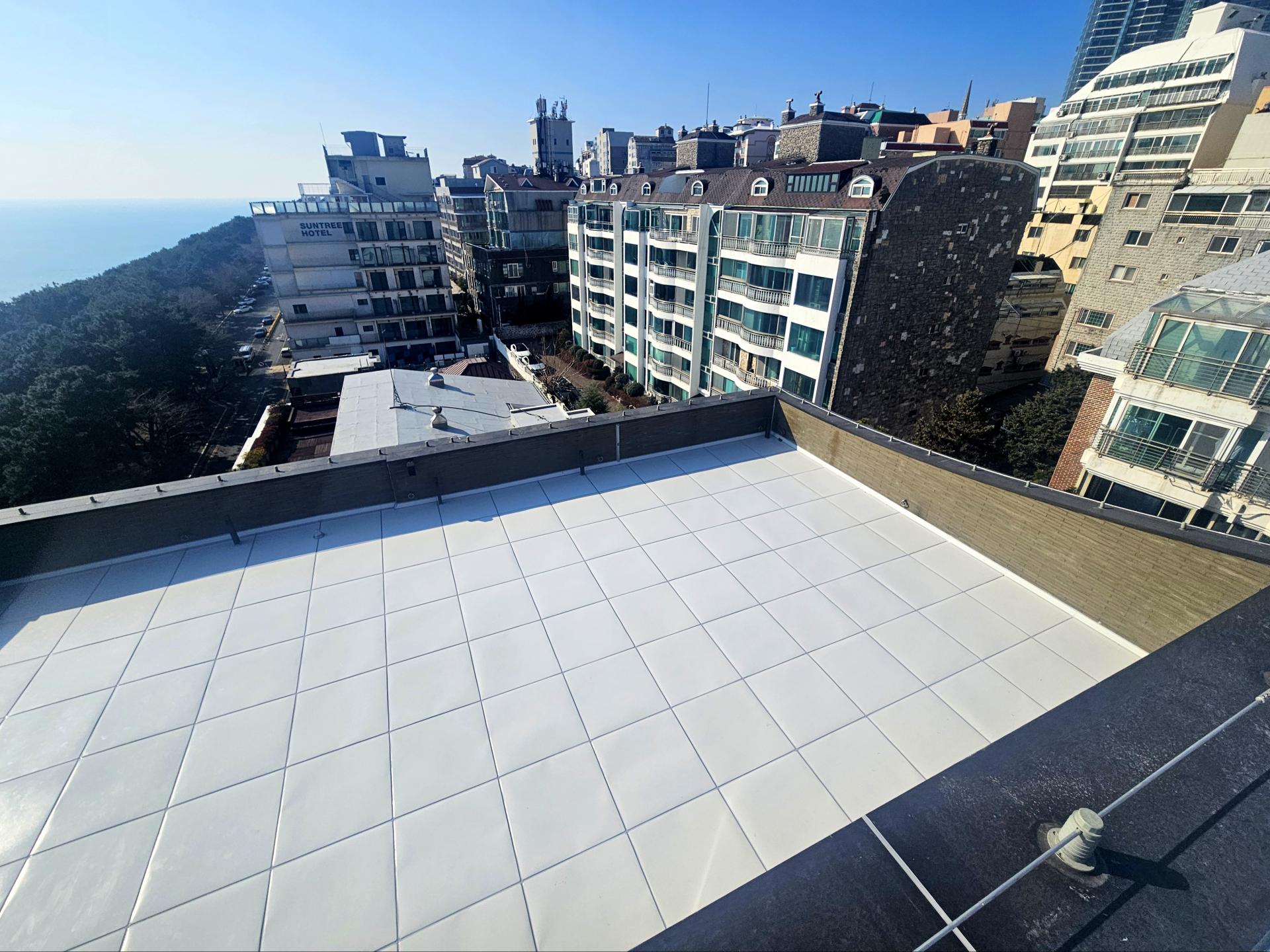 부산 해운대 H사 빌딩 옥상방수 스틸방수 스테인리스옥상방수 스테인리스 스텐방수 시공현장 (주)연합스틸 보강형 시공후