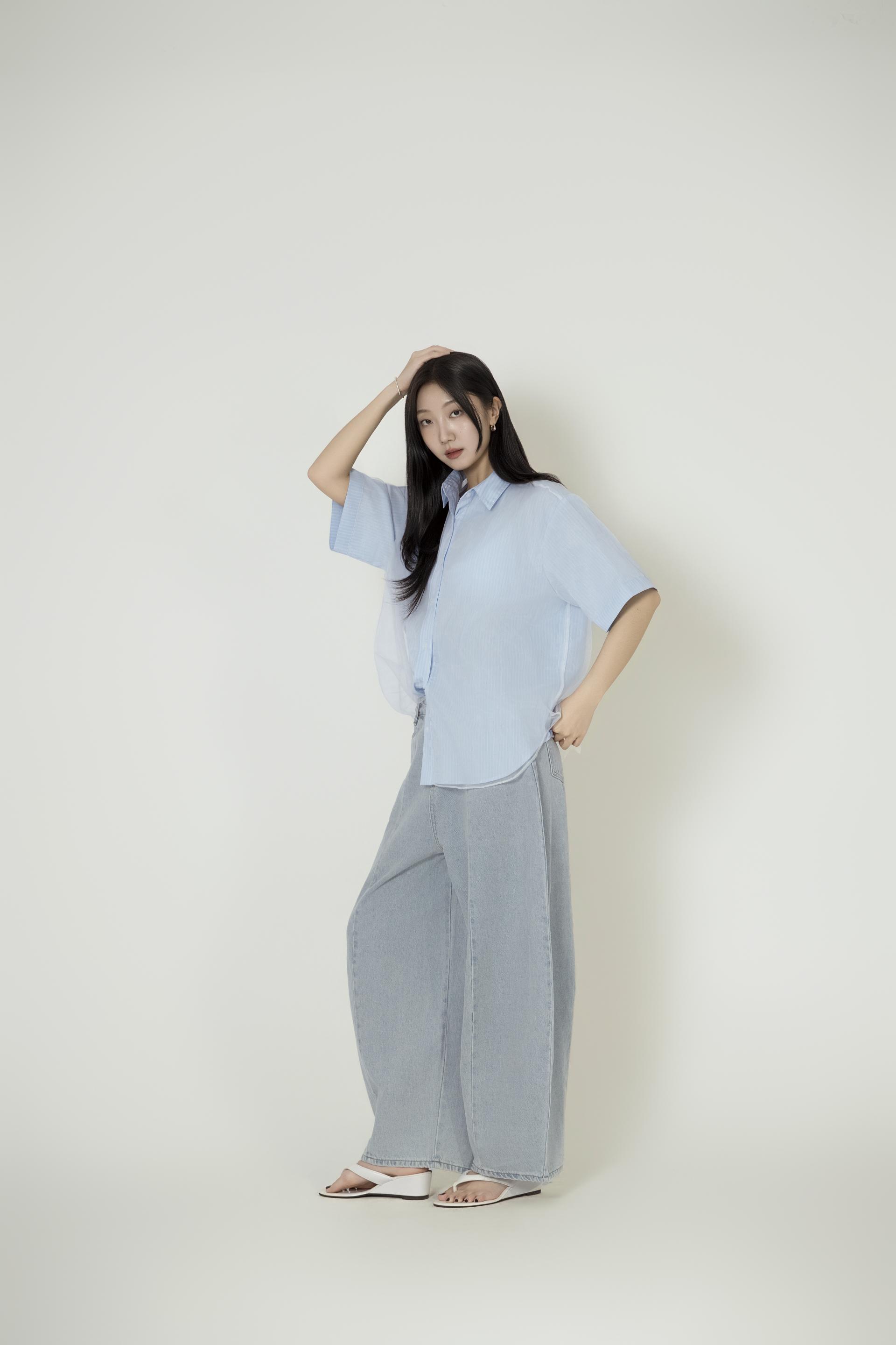 시스루 오간자 레이어드 셔츠