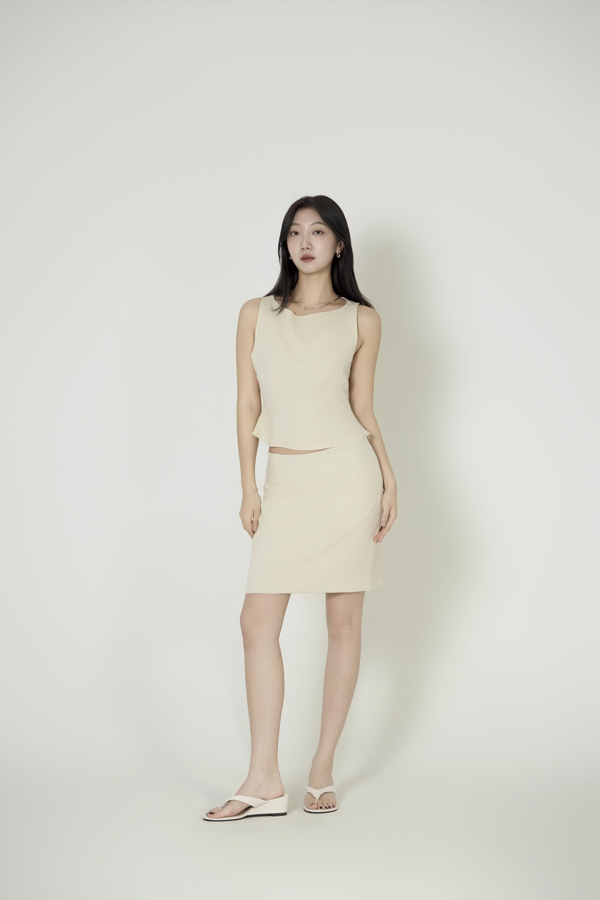 보트넥 절개크롭탑 미니스커트 셋업