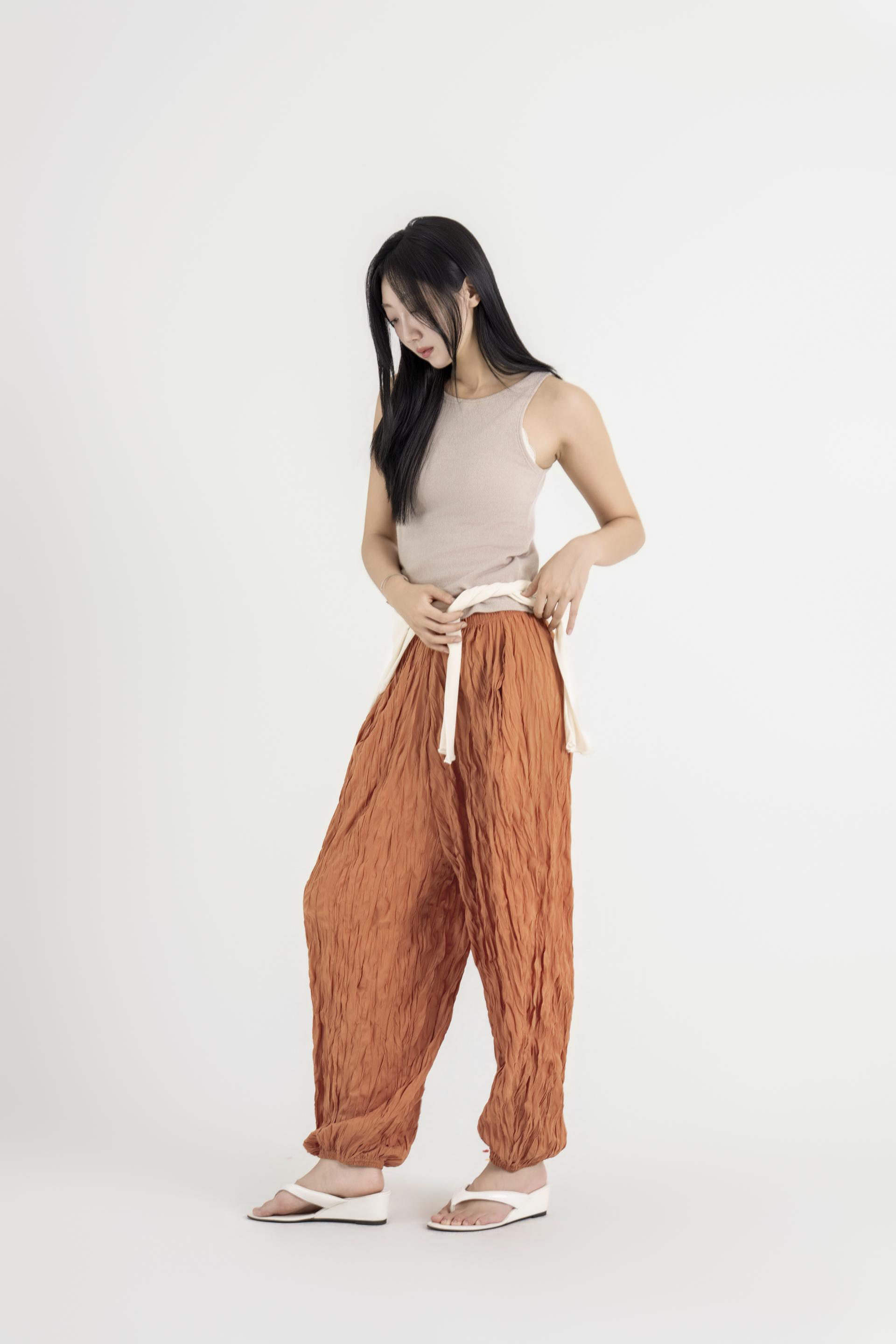 텍스처 볼륨 하렘 팬츠