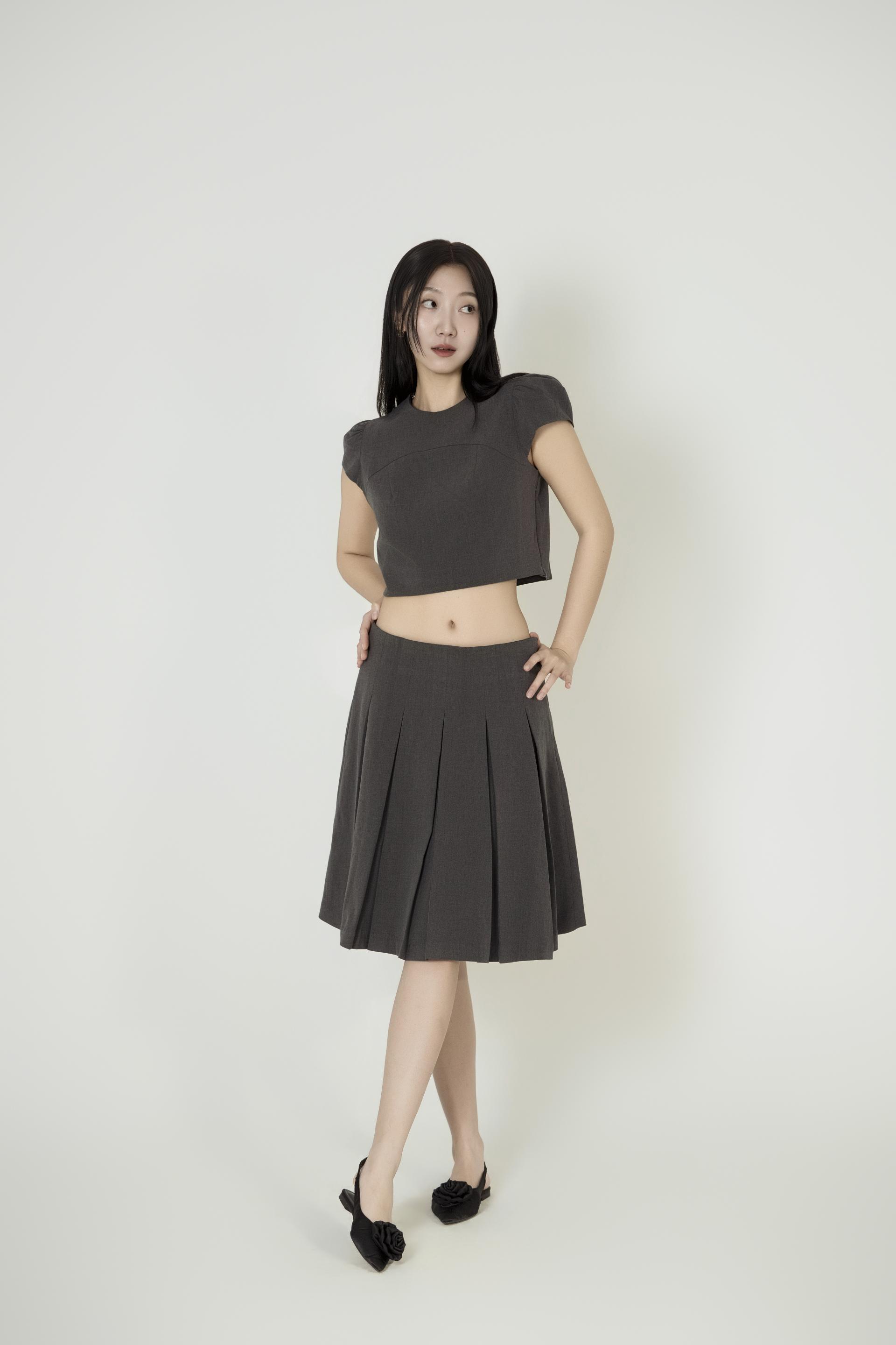 캡소매크 롭탑 플리츠스커트 셋업
