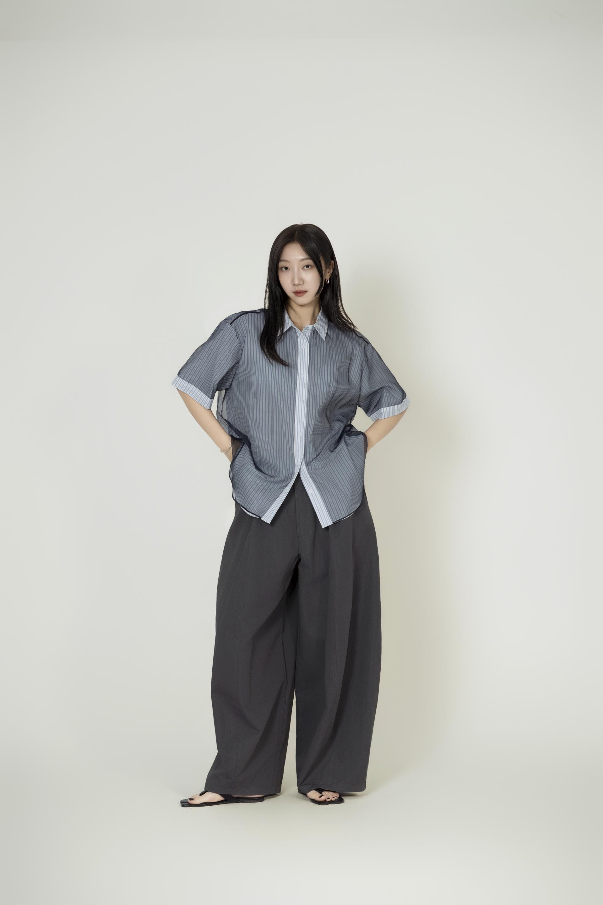 시스루 오간자 레이어드 셔츠