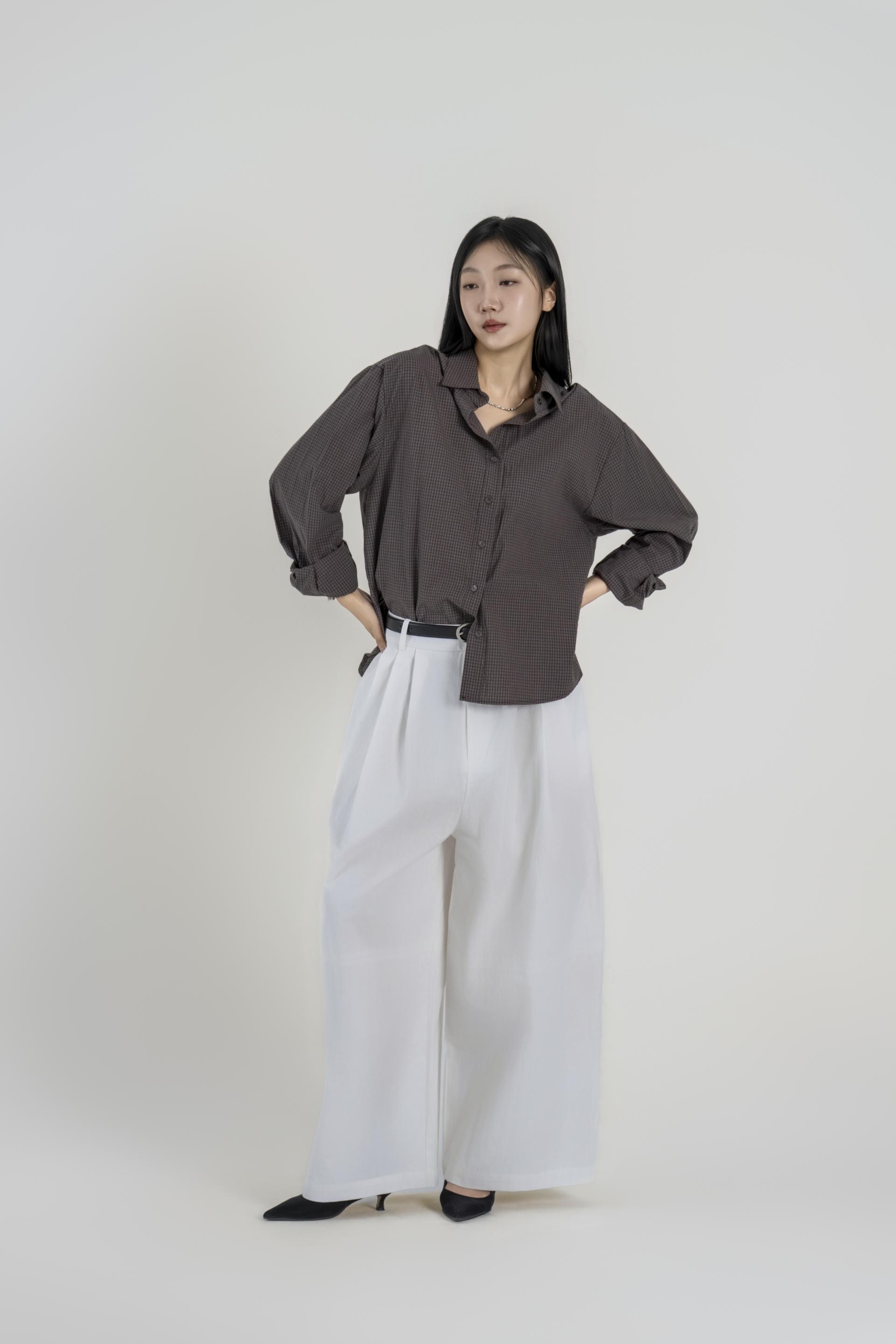 마이크로 체크 오버 셔츠