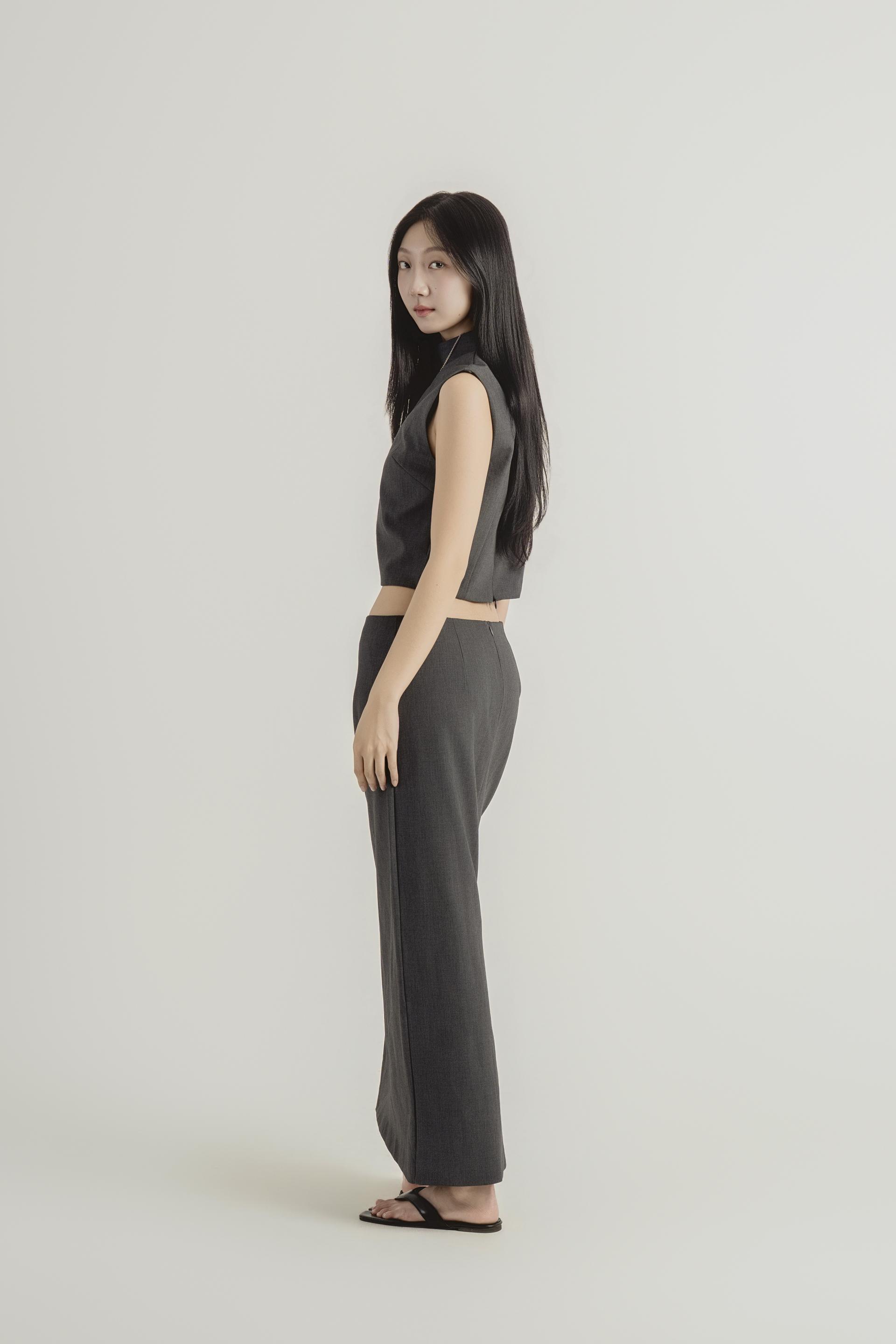 하이넥 크롭 롱 스커트 셋업