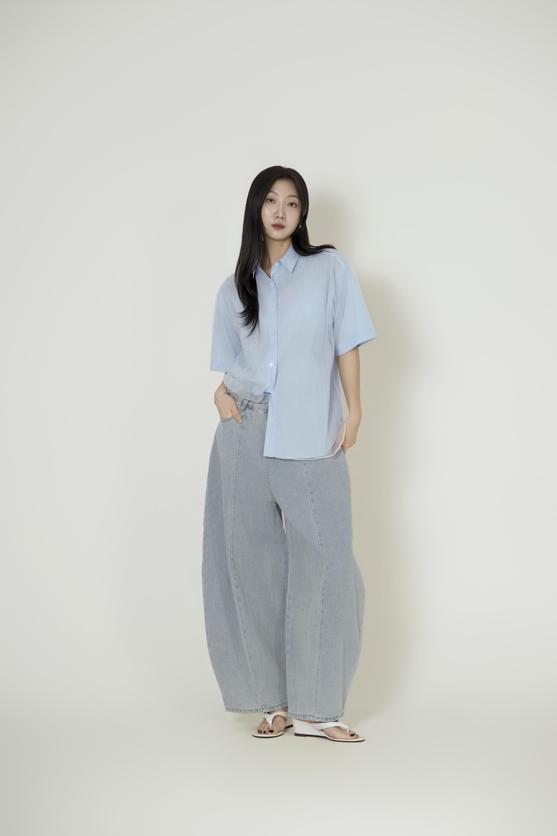 시스루 오간자 레이어드 셔츠