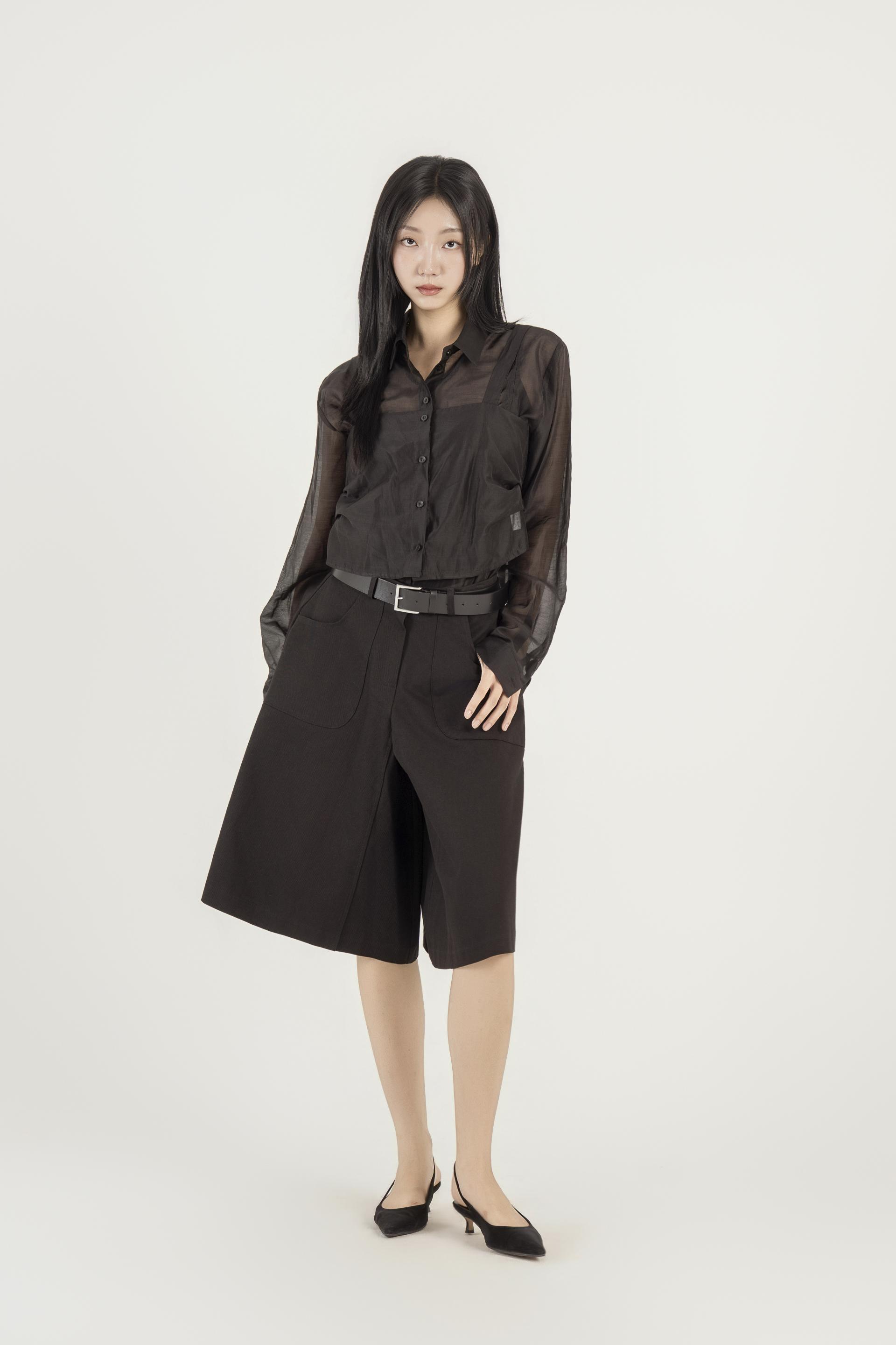 시스루 패널 레이어드 셔츠