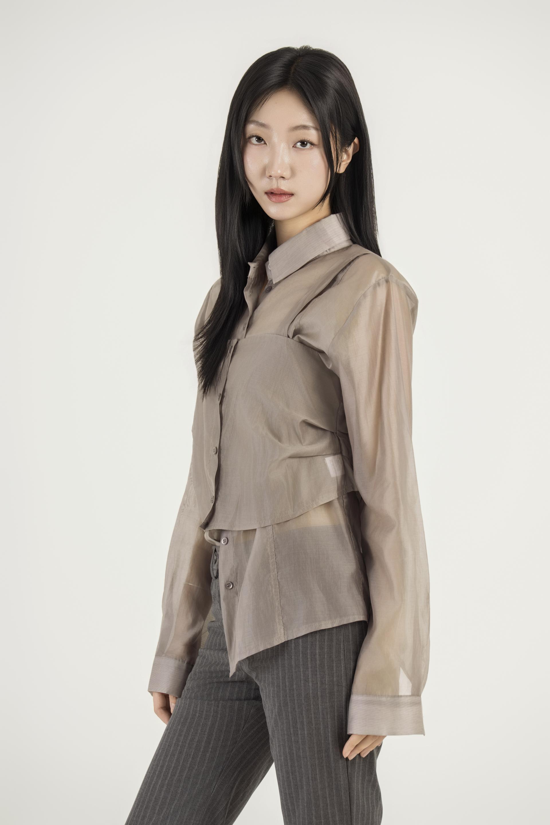 시스루 패널 레이어드 셔츠