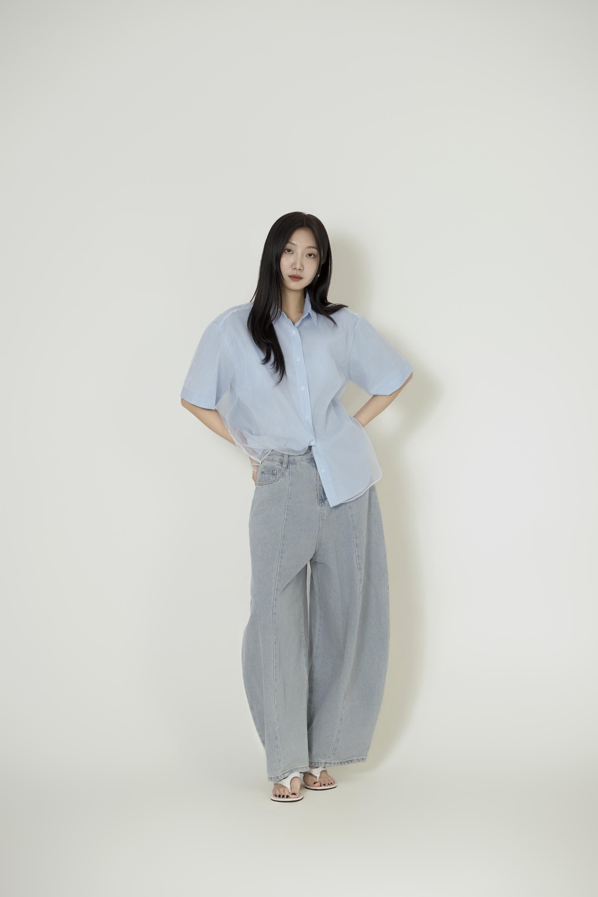 시스루 오간자 레이어드 셔츠