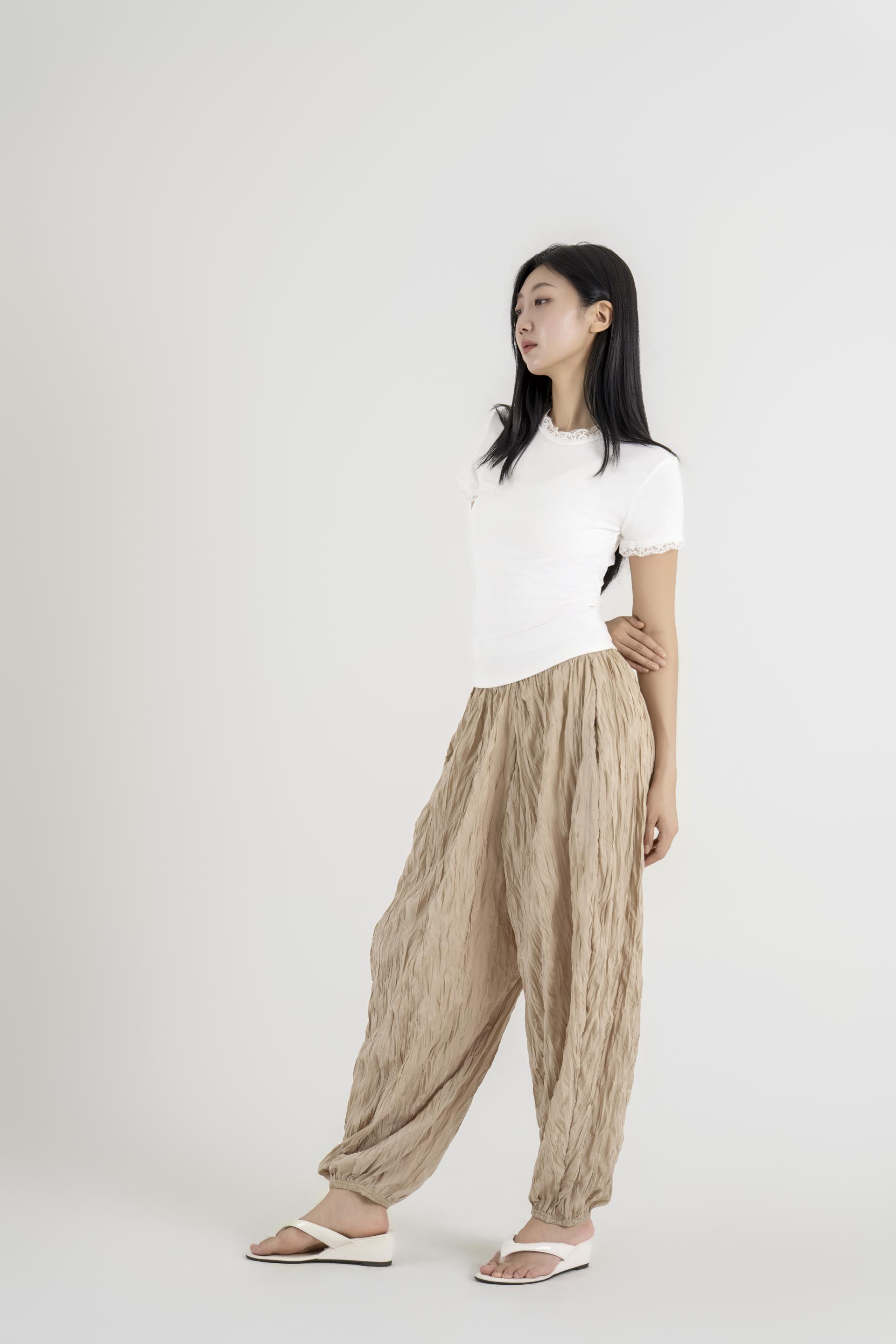 텍스처 볼륨 하렘 팬츠