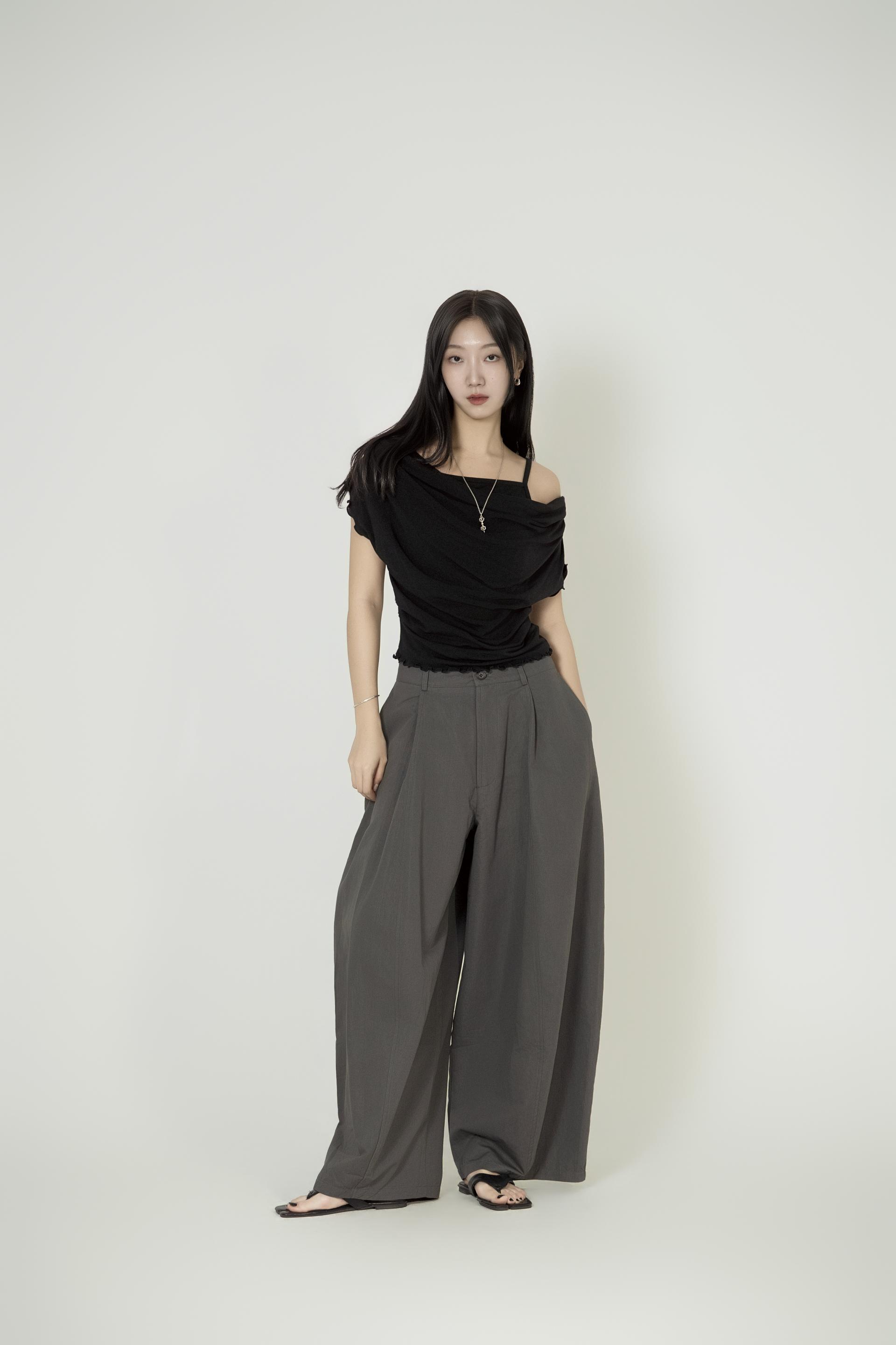 핀턱 와이드 롱 팬츠