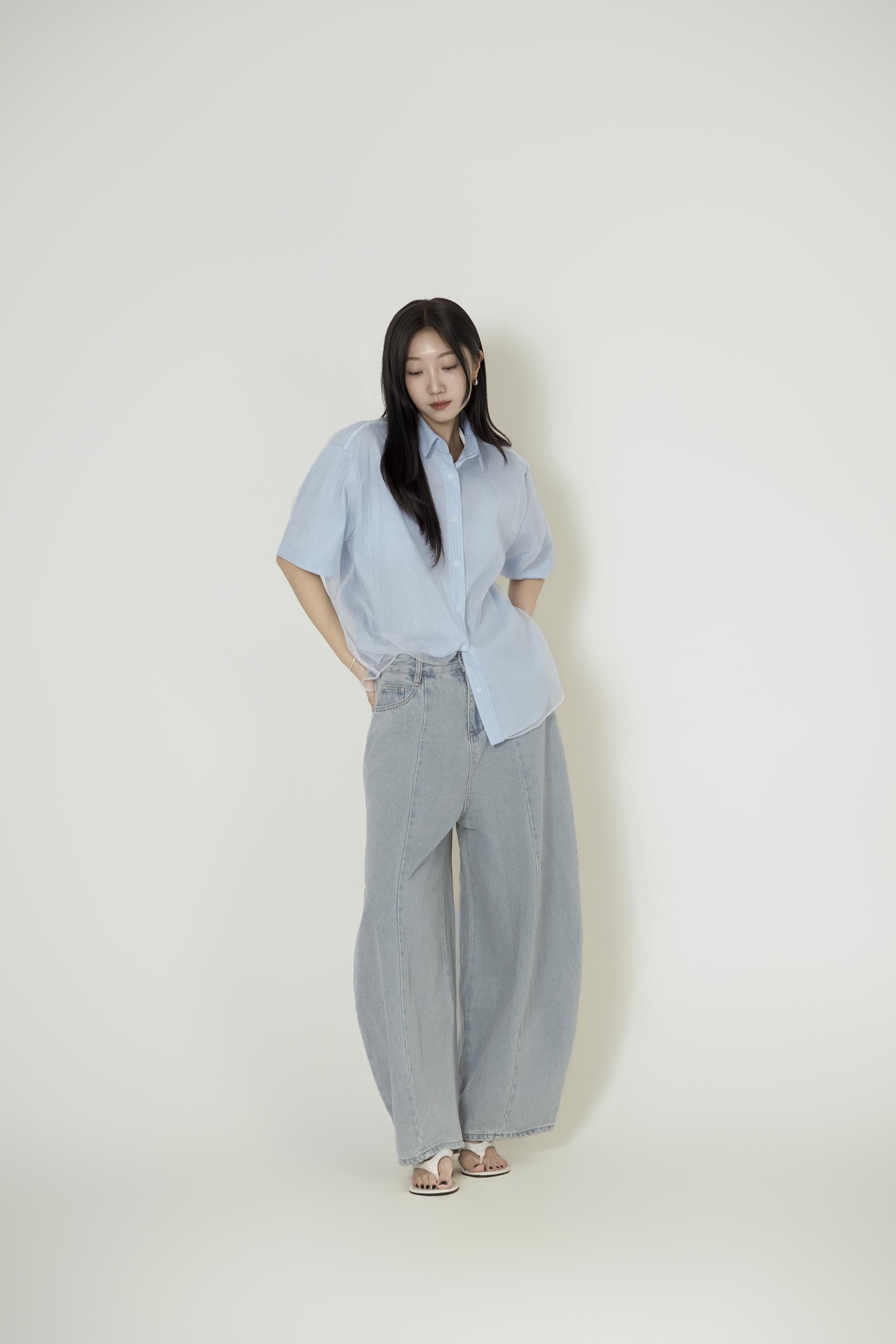시스루 오간자 레이어드 셔츠