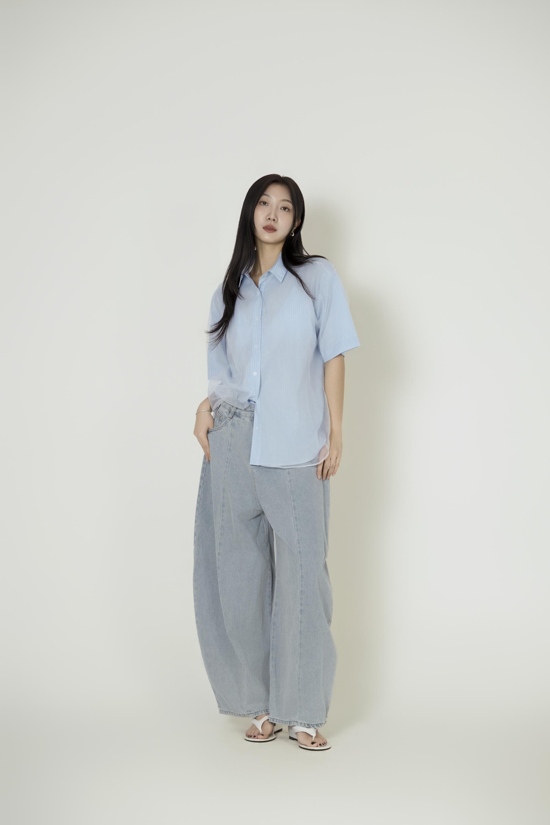 시스루 오간자 레이어드 셔츠