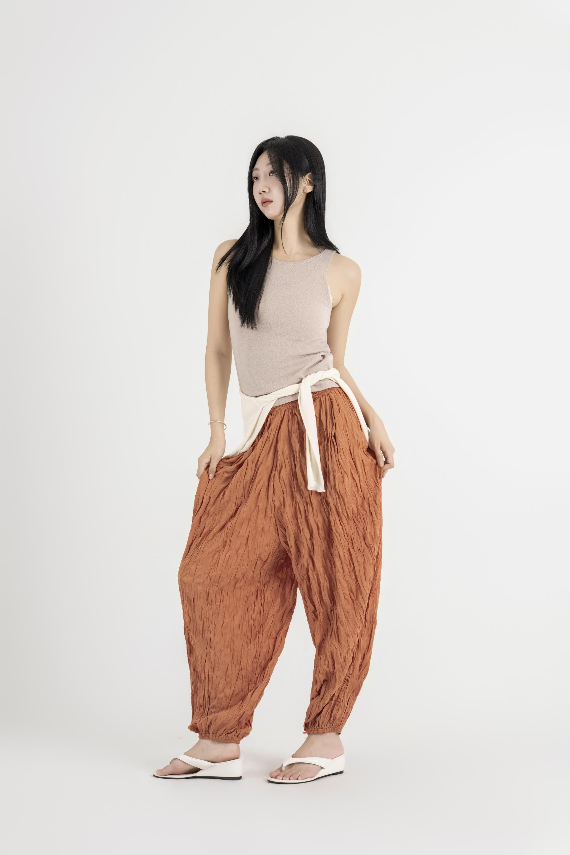 텍스처 볼륨 하렘 팬츠